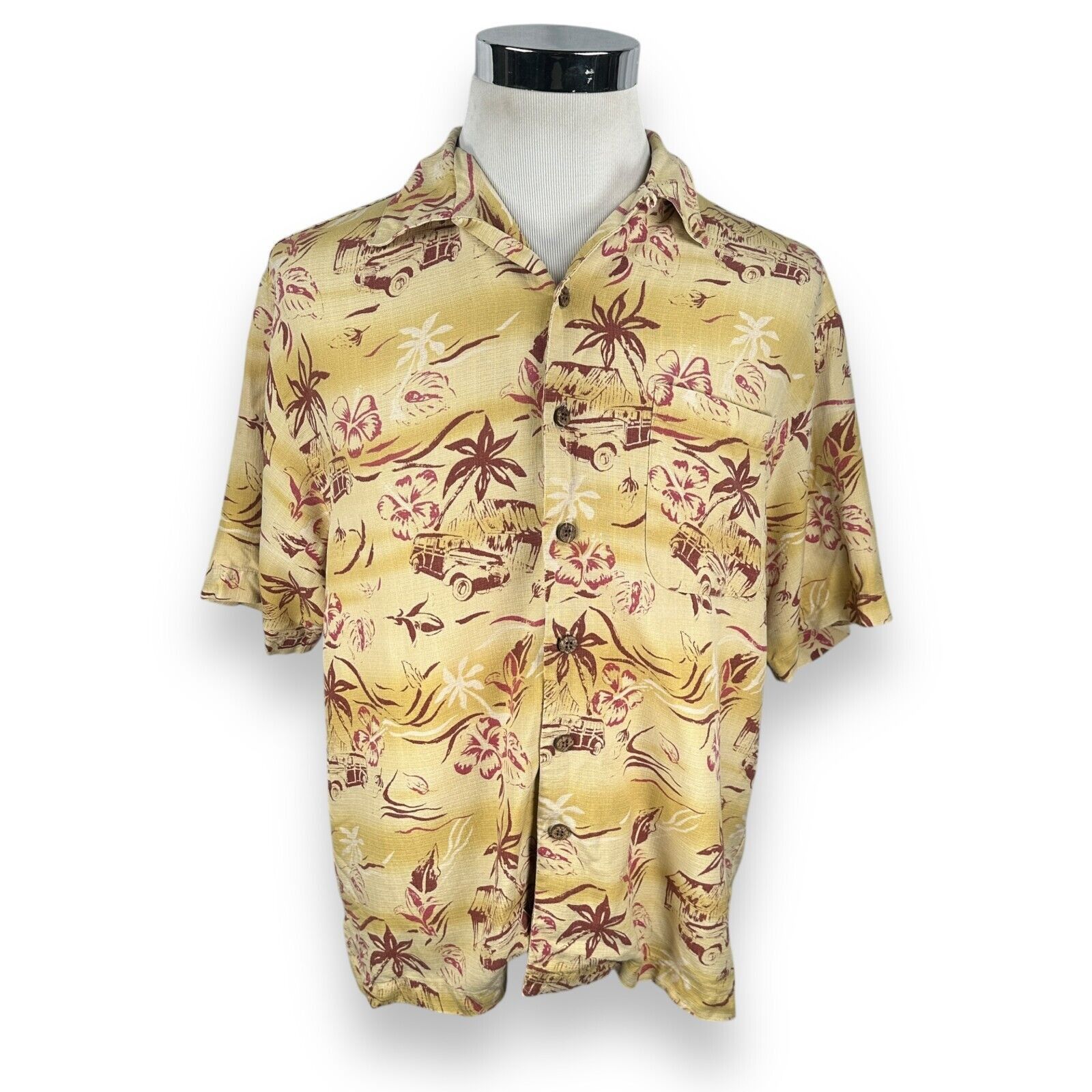 Tommy Bahama Tommy Bahama Hawaiian Shirt Mens Medium Beige Short Sleeve Size US M / EU 48-50 / 2 - 1 Thumbnail