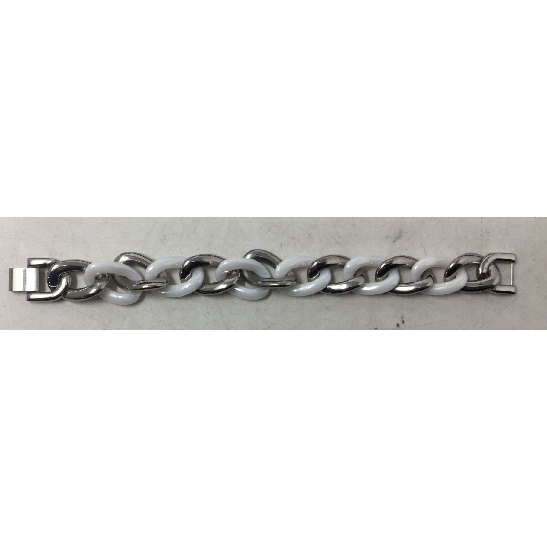 Other Women's White and Silver Chunky Link Bracelet Size ONE SIZE - 2 Thumbnail
