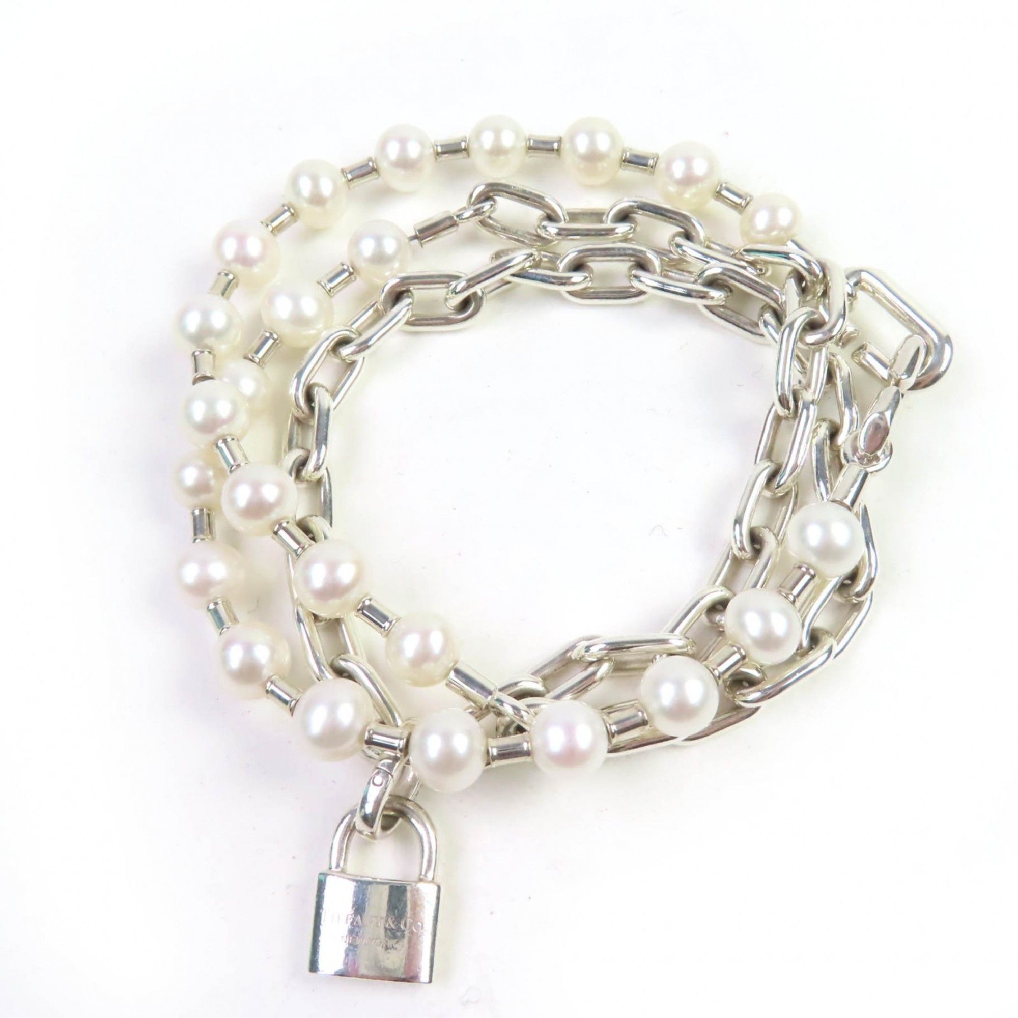 Tiffany & Co. TIFFANY & Co. Tiffany HardWear Pearl Rock Bracelet, Medium, AG925 Silver, with Case, Weight 53g, Women's Size ONE SIZE - 1 Thumbnail