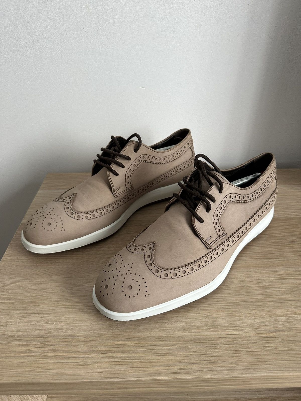 Hogan Derby Shoes Nubuck Leather in Beige, Men's (Size 10.5)