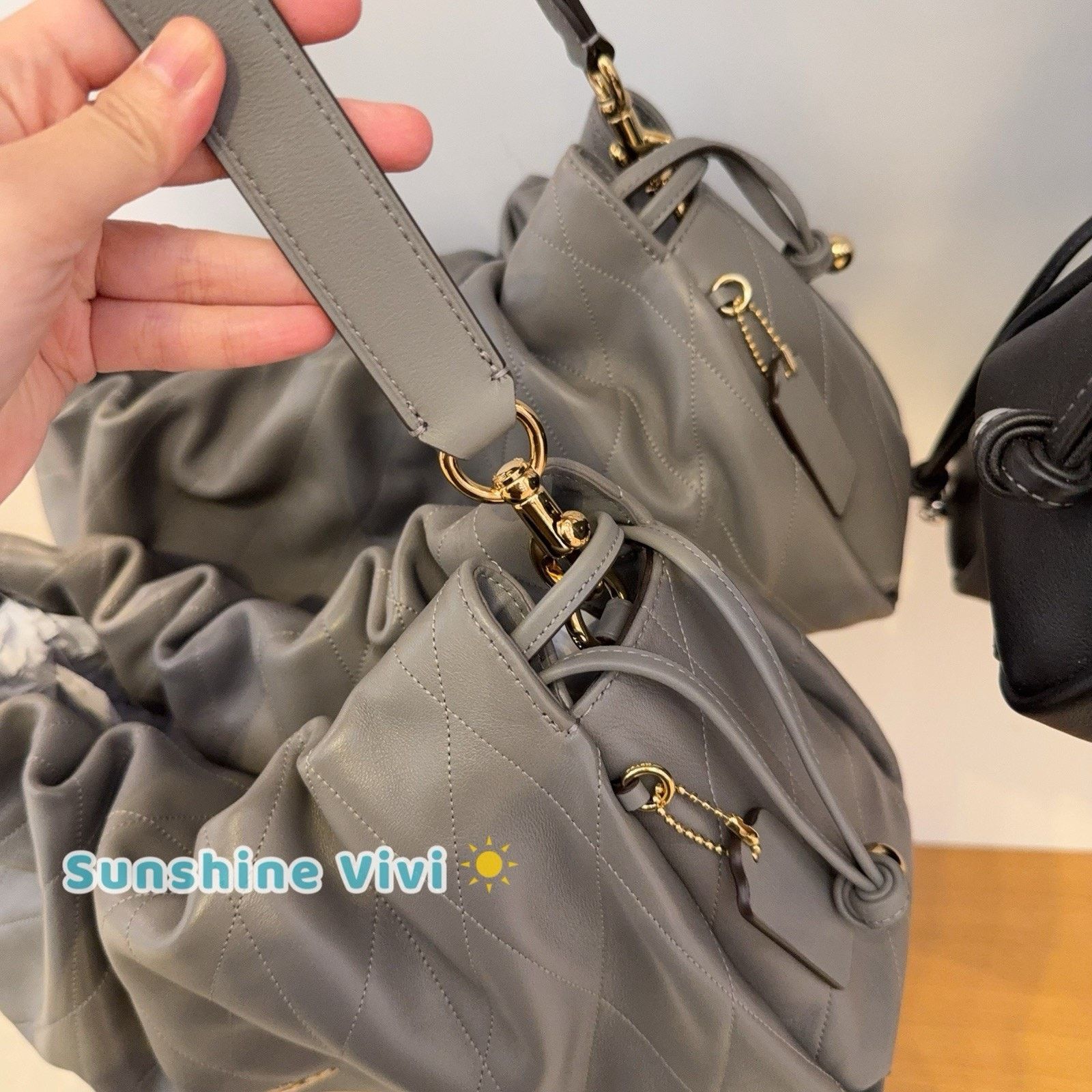 Coach NWT Coach Faye Large Shoulder Bag Quilting Gold/Slate CCZ58 Size ONE SIZE - 4 Thumbnail