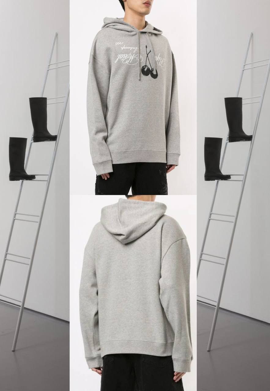 image of Raf Simons Ripe Metal Oversized Hoodie in Grey, Men's (Size Large)