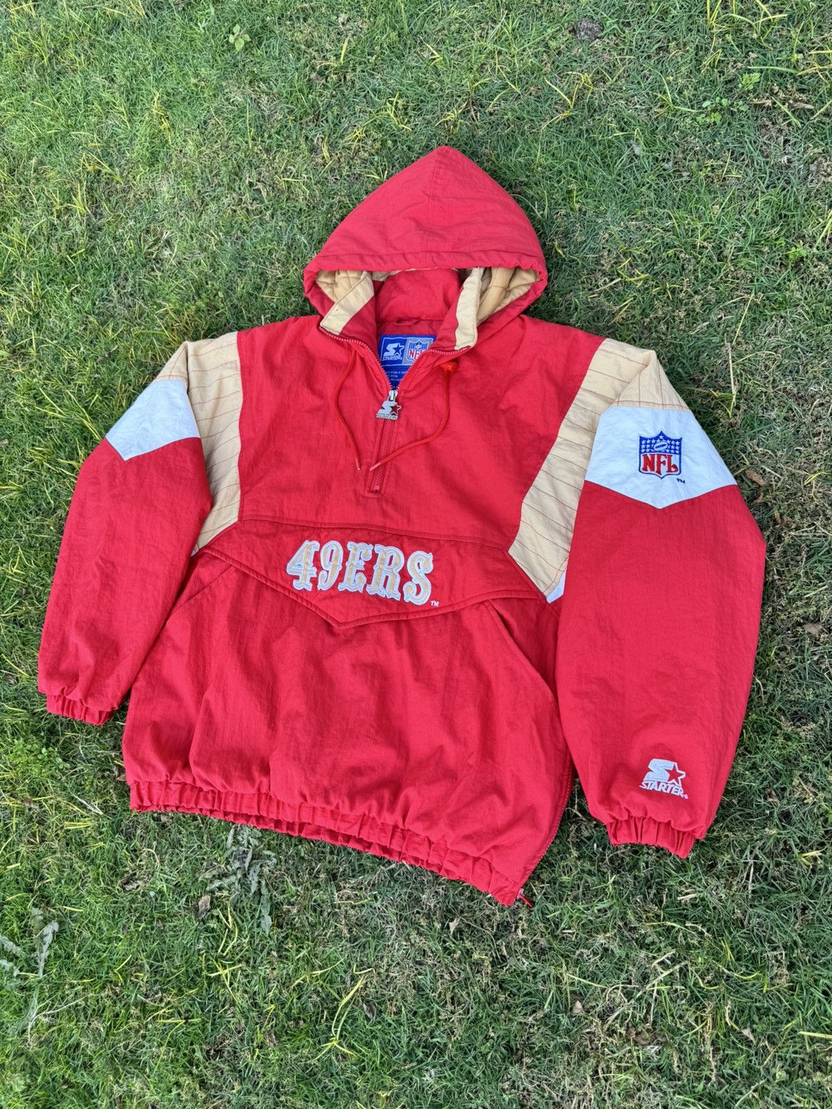 Starter Vintage 90s San Francisco 49ers Red Pullover Parka NFL Size US M / EU 48-50 / 2 - 2 Thumbnail