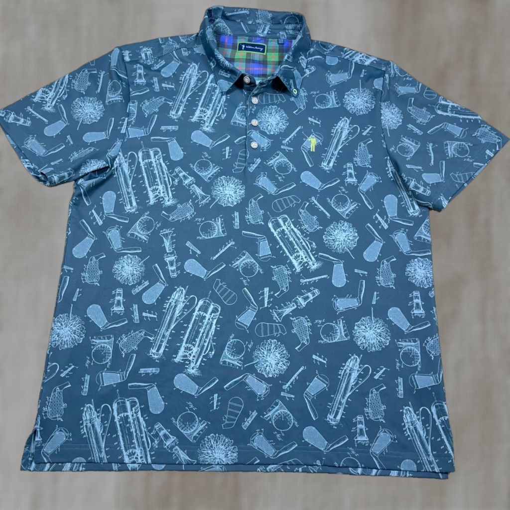 Vintage William Murray Polo Shirt Men XL Blue Performance Its In The Bag Club Print AOP Polo Shirt Mens XL Blue Performance Its In The Bag Club Print AOP Size US XL / EU 56 / 4 - 1 Thumbnail