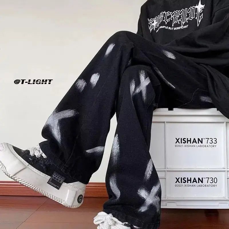 Japanese Brand High street splashed ink micro flared jeans Size US 32 / EU 48 - 1 Thumbnail