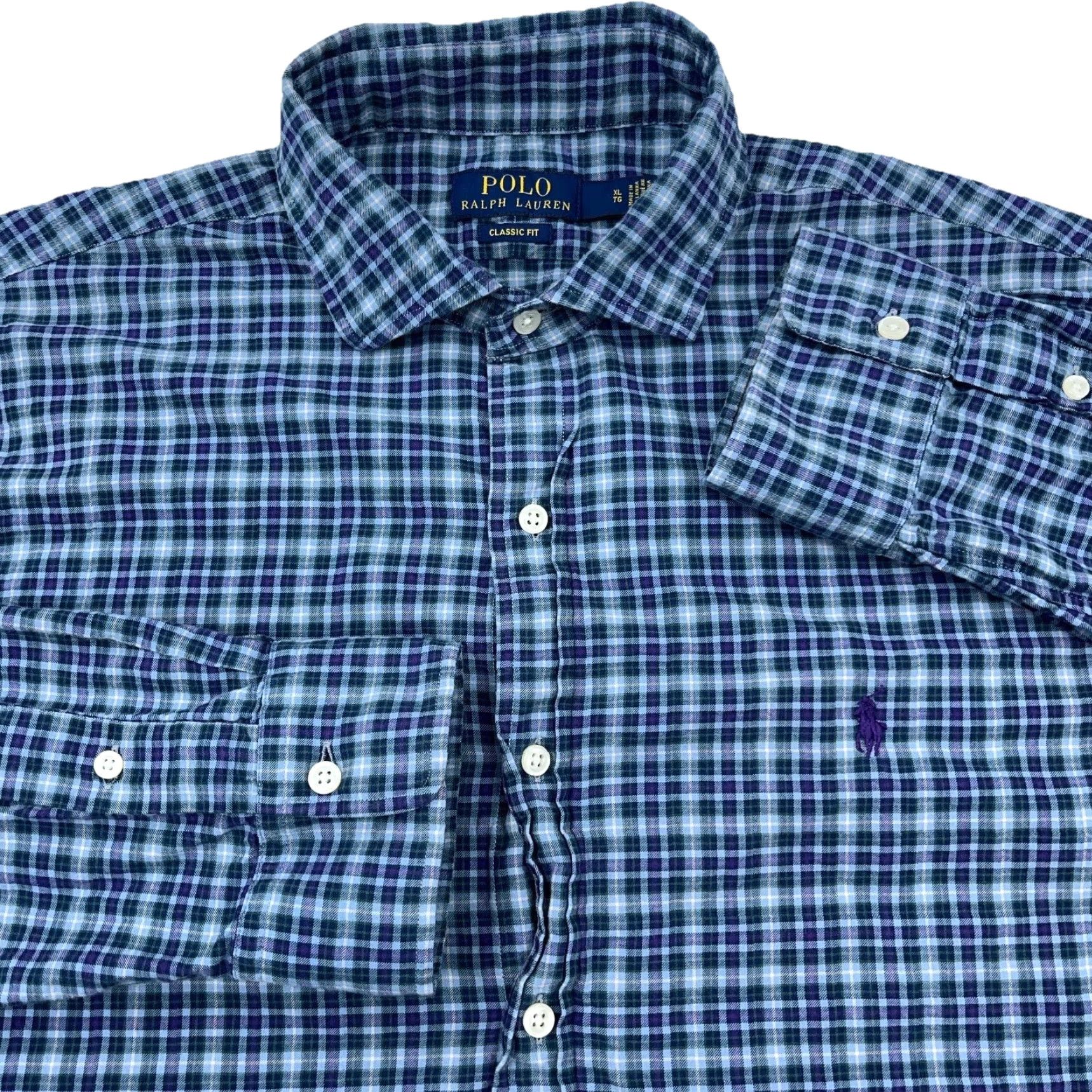 Polo Ralph Lauren Polo Ralph Lauren Shirt Men XL Blue Purple Button Up Lightweight Flannel Dress Size 46R - 2 Thumbnail