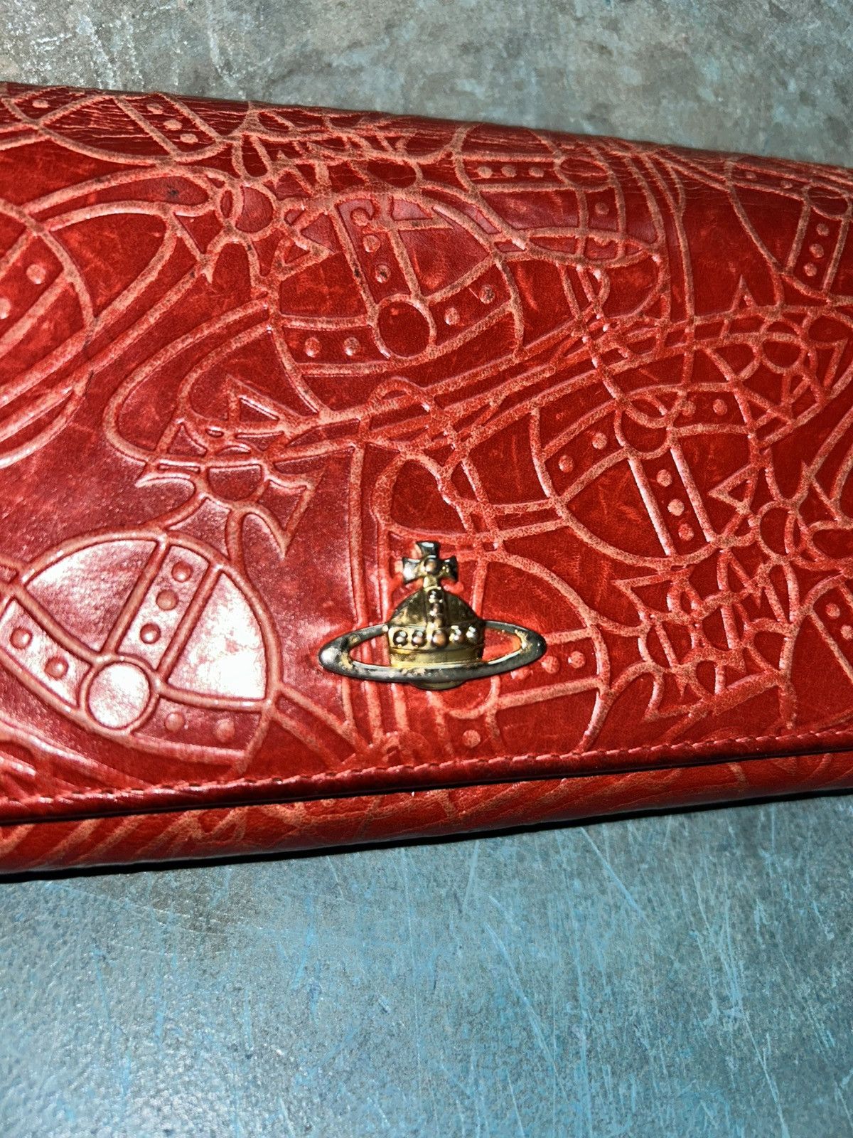 Vivienne Westwood London Embossed Monogram Orb Red Long Zip Wallet Size ONE SIZE - 16 Thumbnail