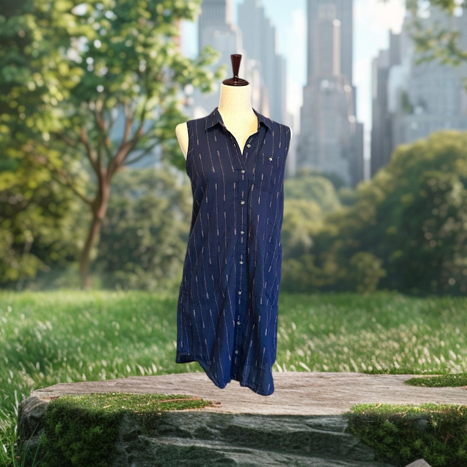 Toad&Co Toad&Co Sleeveless Navy Blue Shirt Dress, Size Small Size S / US 4 / IT 40 - 1 Thumbnail