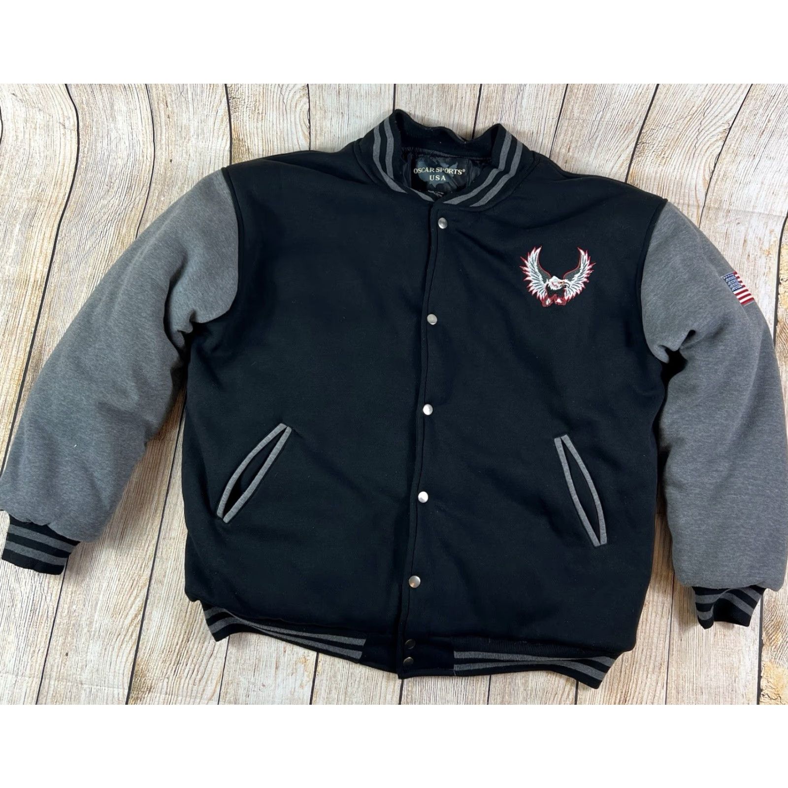 Vintage VINTAGE Oscar Sports USA Bald Eagle Varsity Jacket L Black Button Mens Large Size US L / EU 52-54 / 3 - 2 Thumbnail