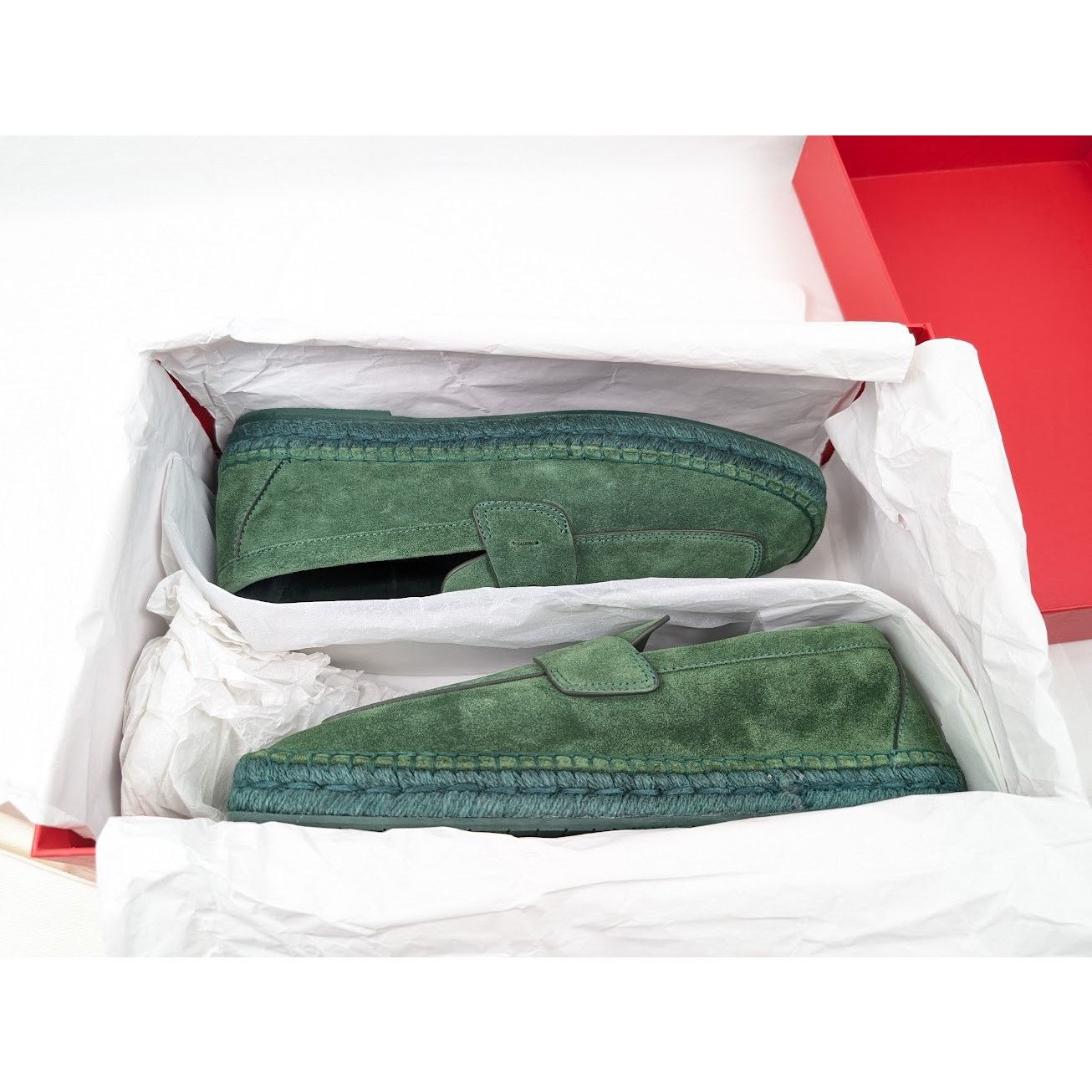 Salvatore Ferragamo o1rshd1 Suede Calf Desco Loafers in Forest Green Size US 9 / EU 42 - 21 Thumbnail