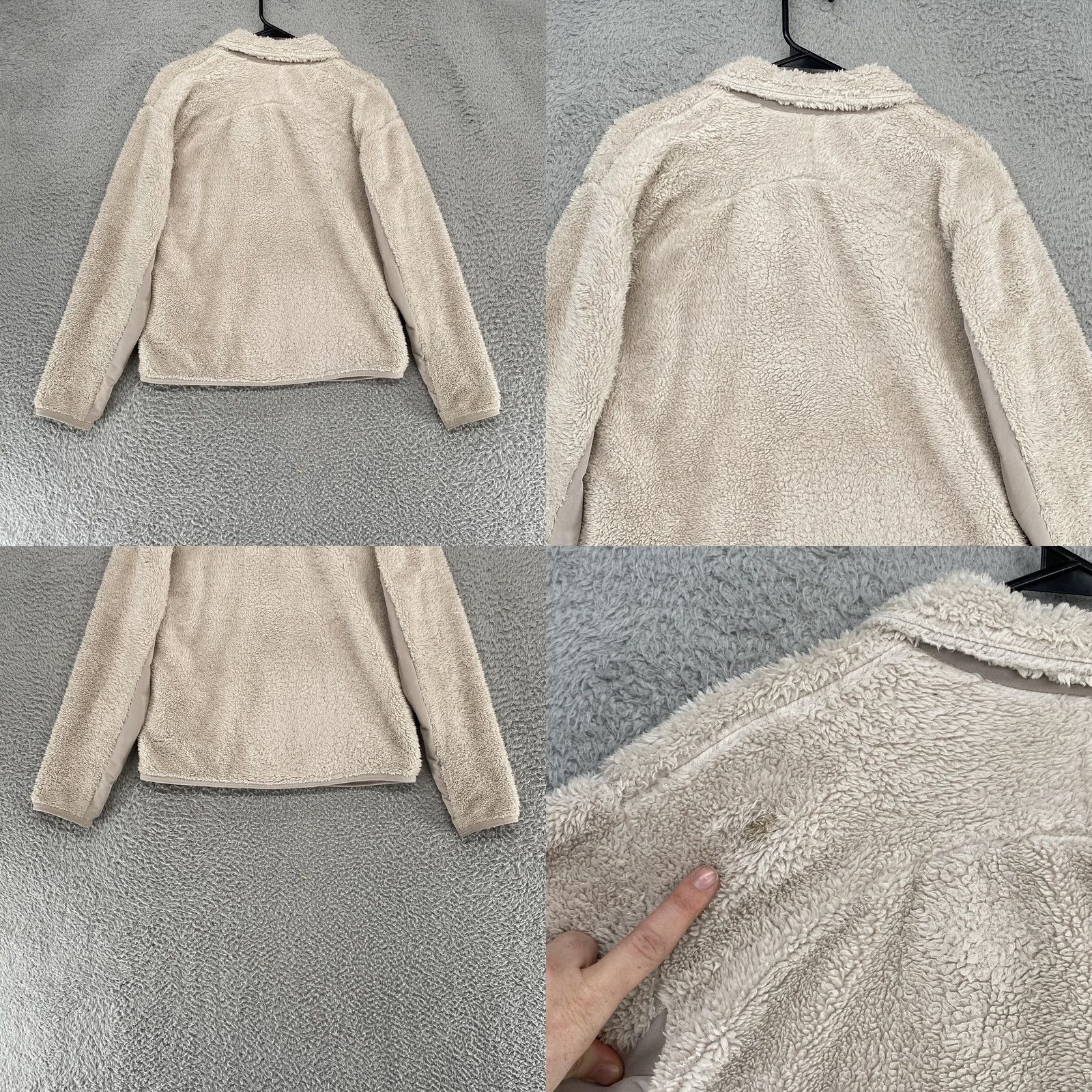 Nike Nike Jacket Womens Small Beige Cream Sherpa Fleece Full Zip Teddy Chest Pocket Size S / US 4 / IT 40 - 8 Thumbnail