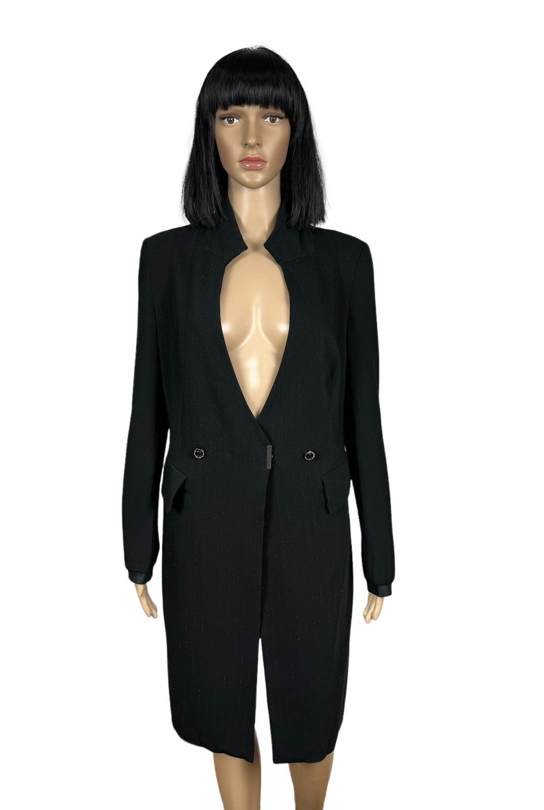 Designer Beate Heymann Streetcouture Striped Overcoat V-Neck size US8 Size M / US 6-8 / IT 42-44 - 1 Thumbnail
