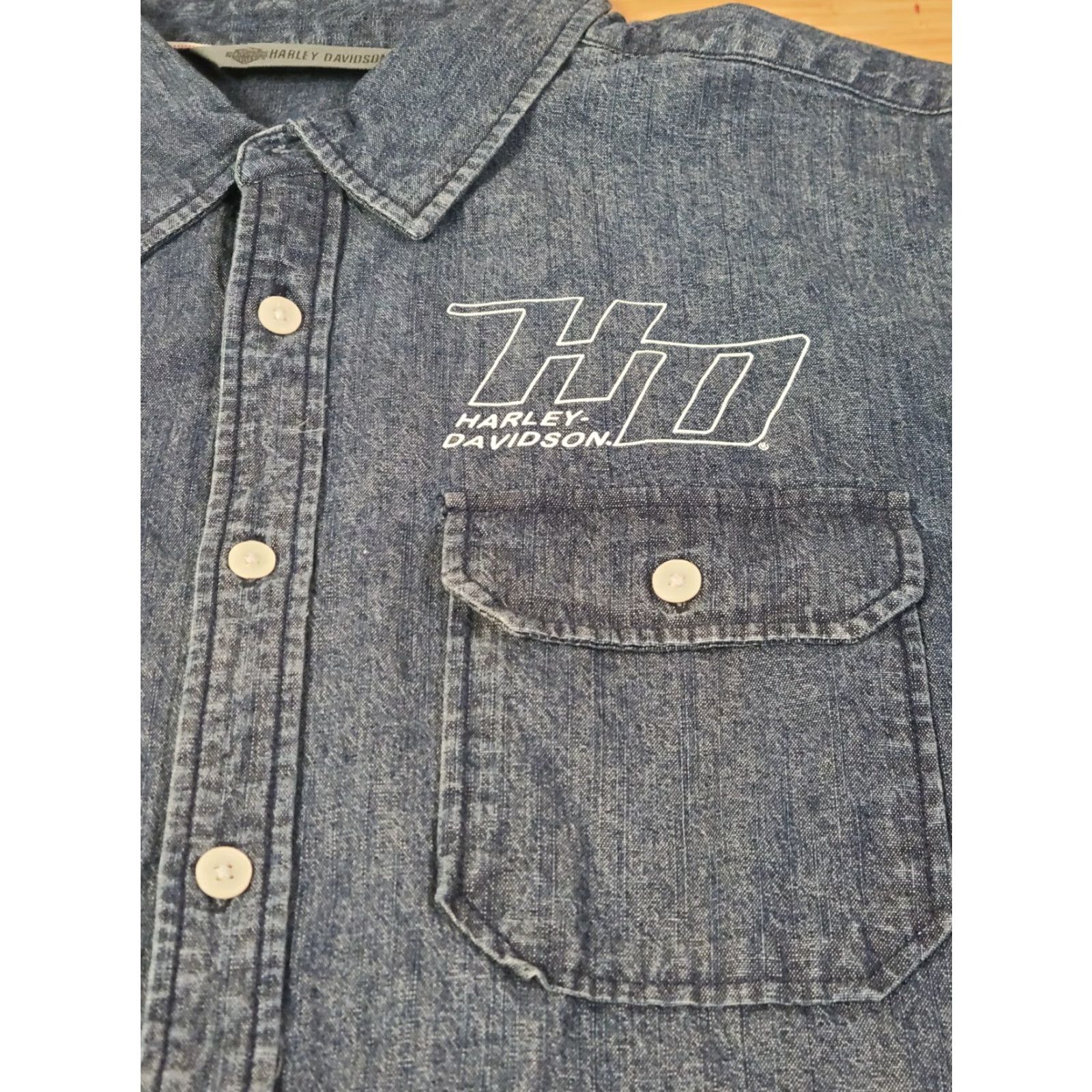 Harley Davidson Harley-Davidson Shirt Men Slim Large Blue Short Sleeve Button Up Regular Size L Size US L / EU 52-54 / 3 - 2 Thumbnail