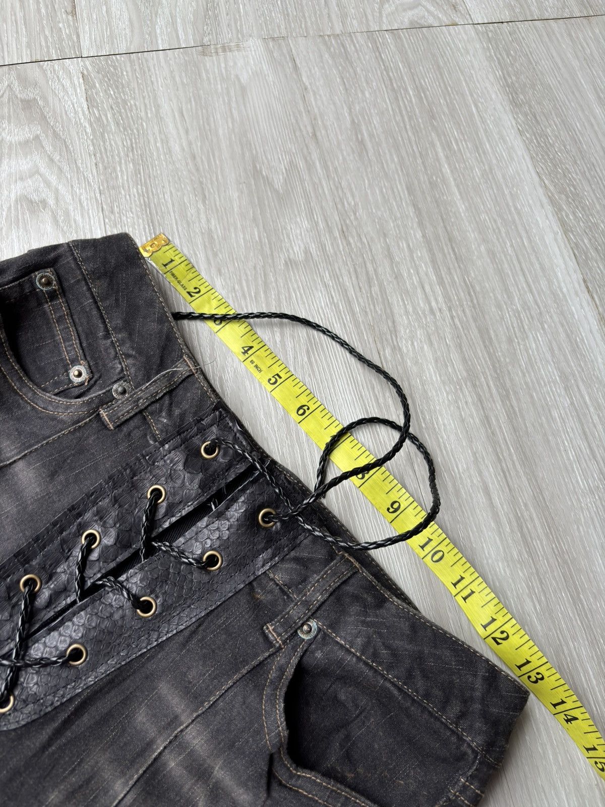Japanese Brand VERTGARMENTS phyton lace up flare jeans Size US 26 / EU 42 - 4 Thumbnail