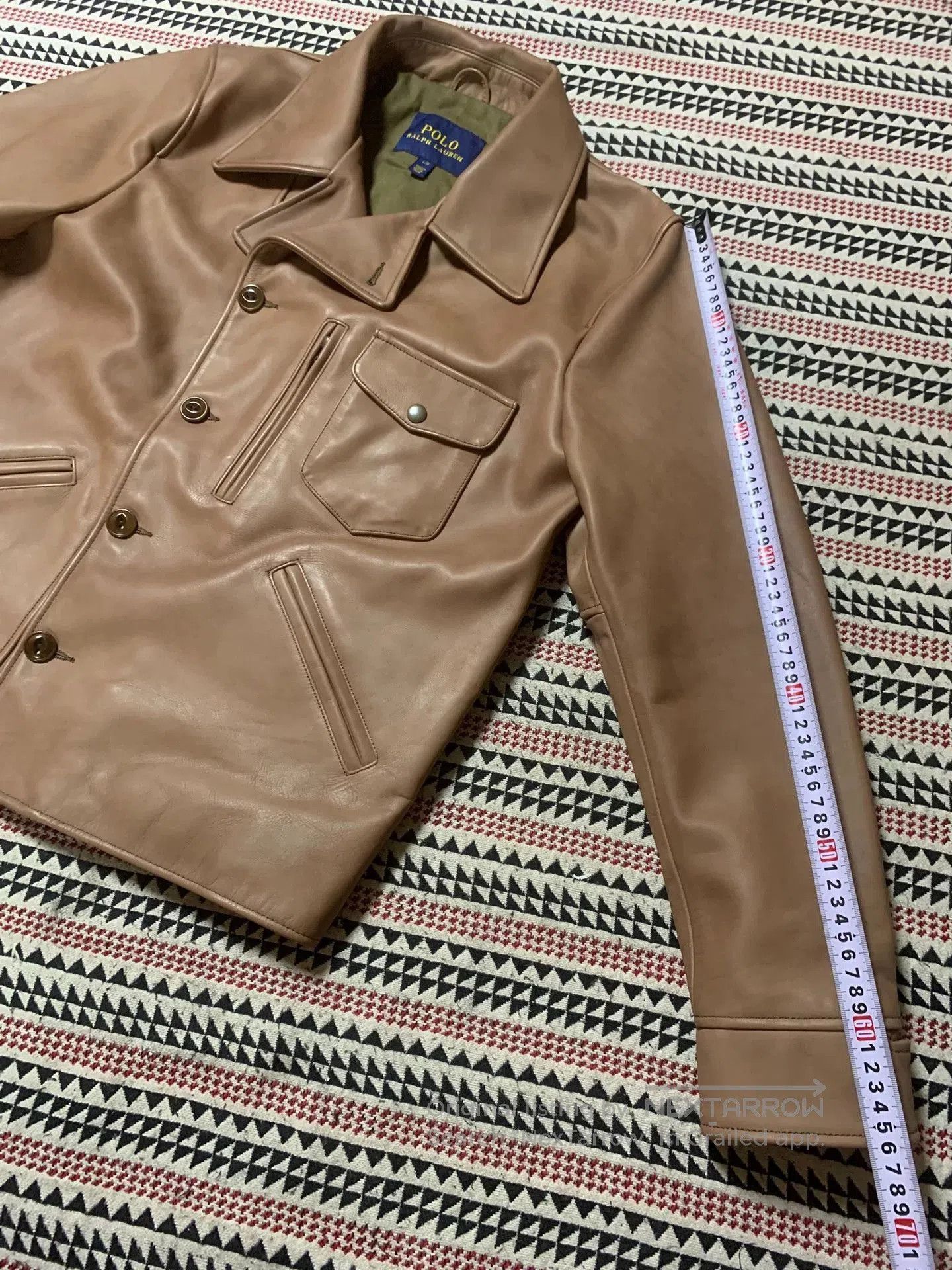 Polo Ralph Lauren beige leather motorcycle jacket by POLO. Size US L / EU 52-54 / 3 - 7 Thumbnail