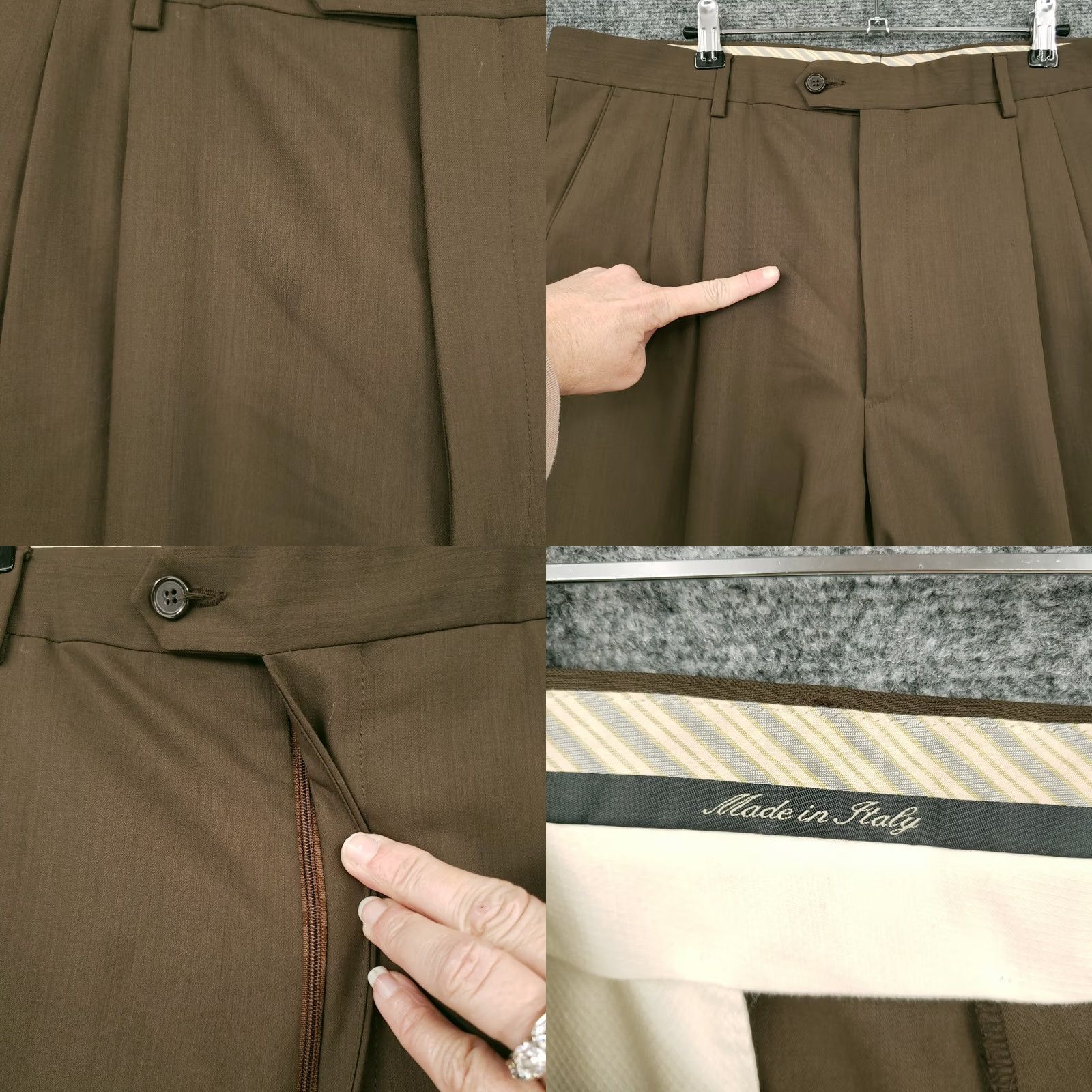 Vintage Zignone Pants Mens 38x30 Gray Chino Pleated Front Straight Leg Wool Trouser Jeans? Size US 38 / EU 54 - 8 Thumbnail