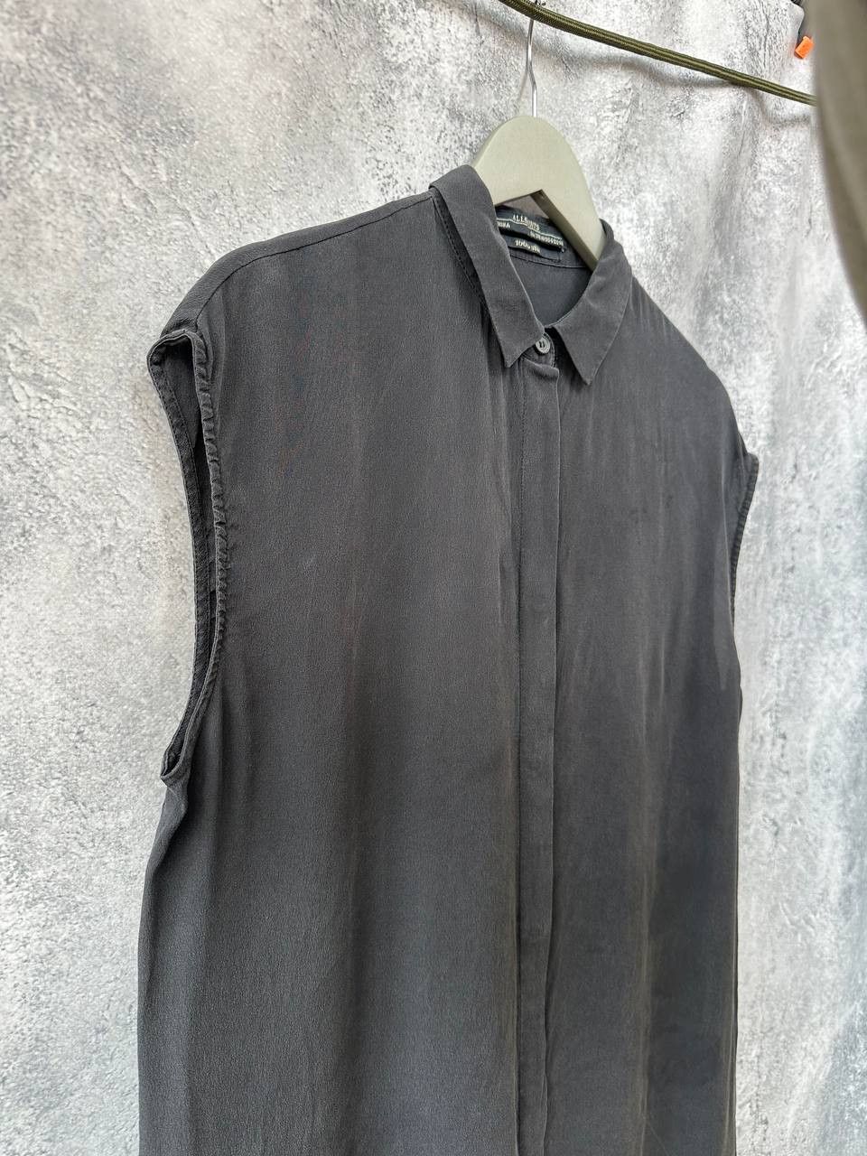 Allsaints × Vintage Allsaints Avant-Garde GIOVIA Shirt Dress 100% Silk Black Size M / US 6-8 / IT 42-44 - 4 Thumbnail