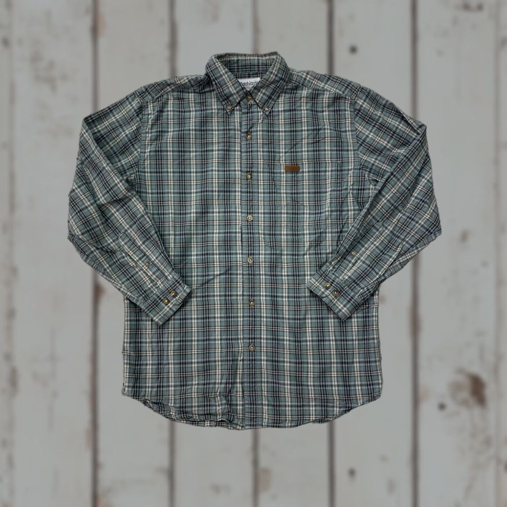 Carhartt VINTAGE Carhartt Blue Plaid Button-Down Shirt Size Medium USA Pattern Plaid Button-Up Men’s Long Sleeve Regular Cotton Shirt Size US M / EU 48-50 / 2 - 1 Thumbnail