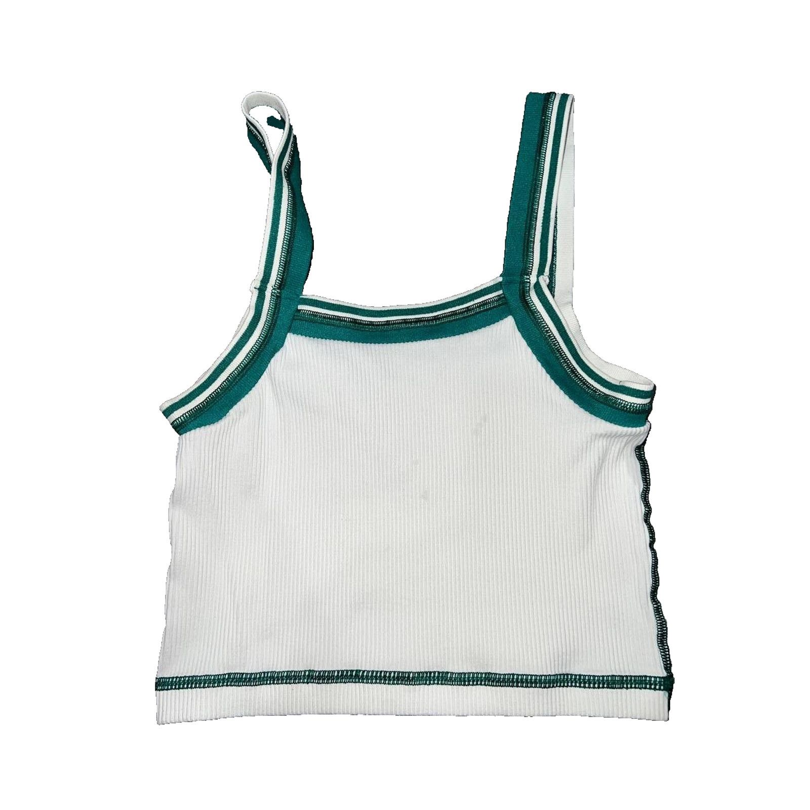 Urban Outfitters Out From Under White Tank Top Y2K with Gree Trim M/L A003155 Size M / US 6-8 / IT 42-44 - 4 Thumbnail
