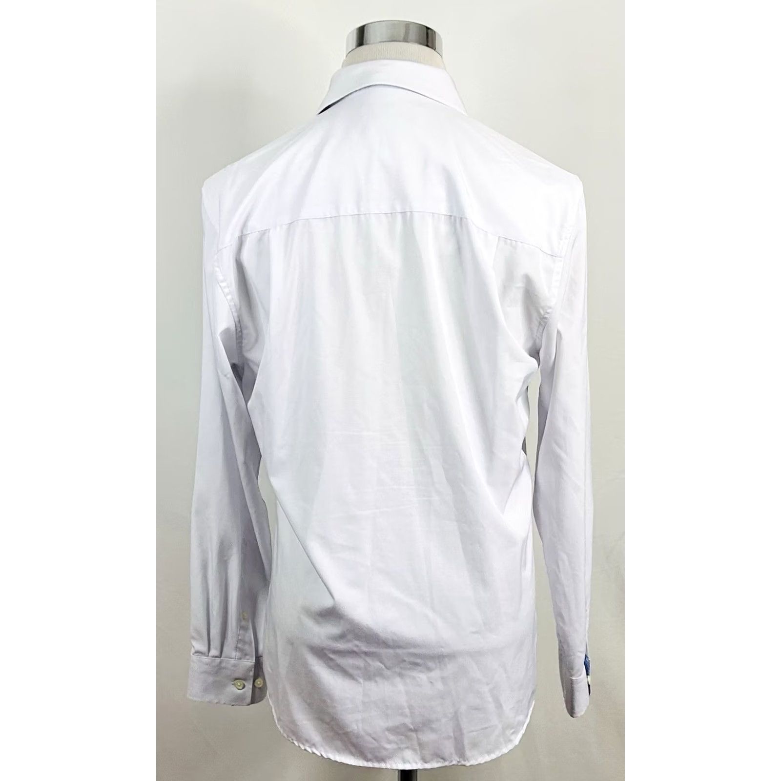 Vintage Nick Graham Dress Shirt 15.5 34/35 Stretch Modern Fit All White Mens Size 42R - 5 Thumbnail