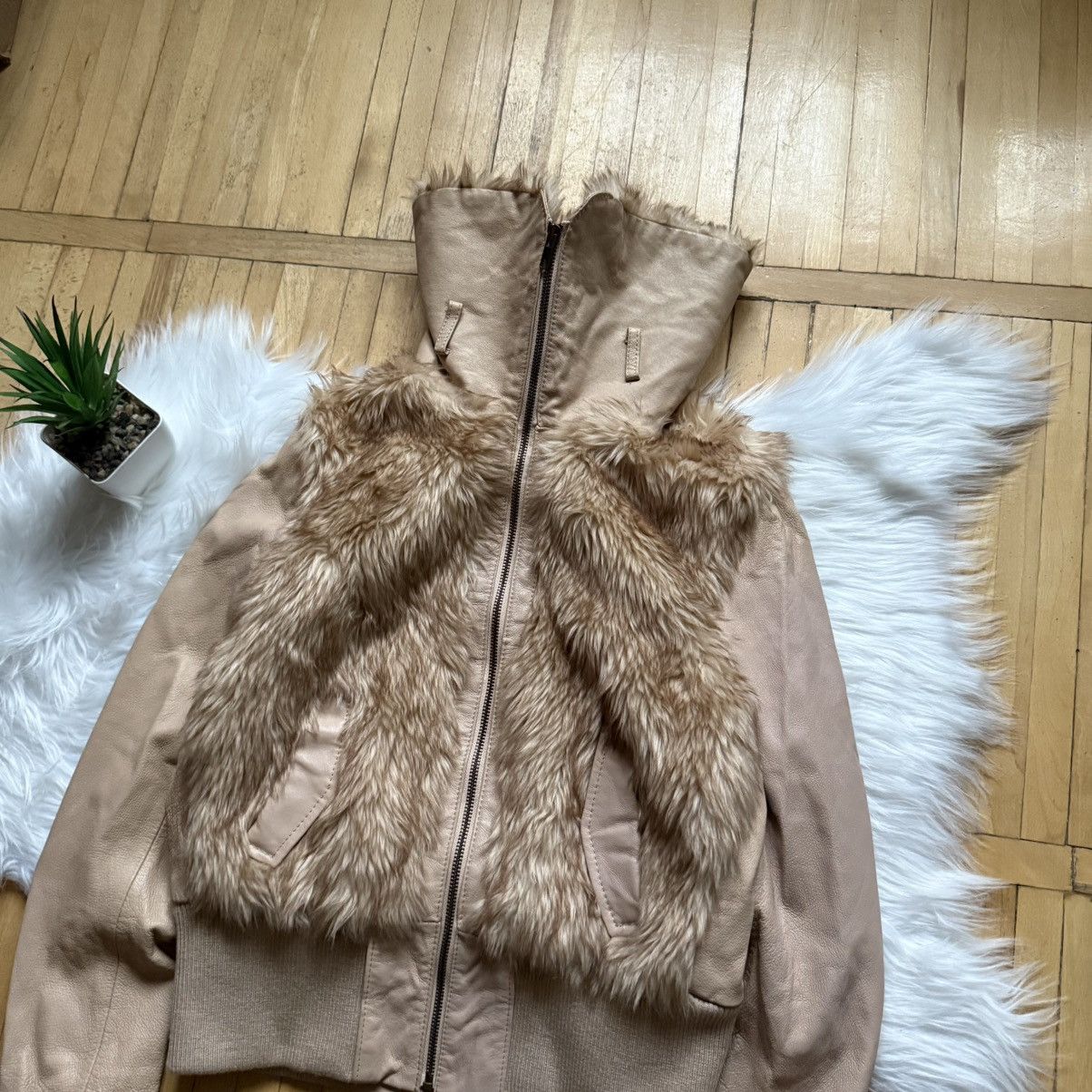 If Six Was Nine 📌 Vintage Y2K H&M Faux Fur Leather Avant-Garde Bomber Jacket Size S / US 4 / IT 40 - 7 Thumbnail