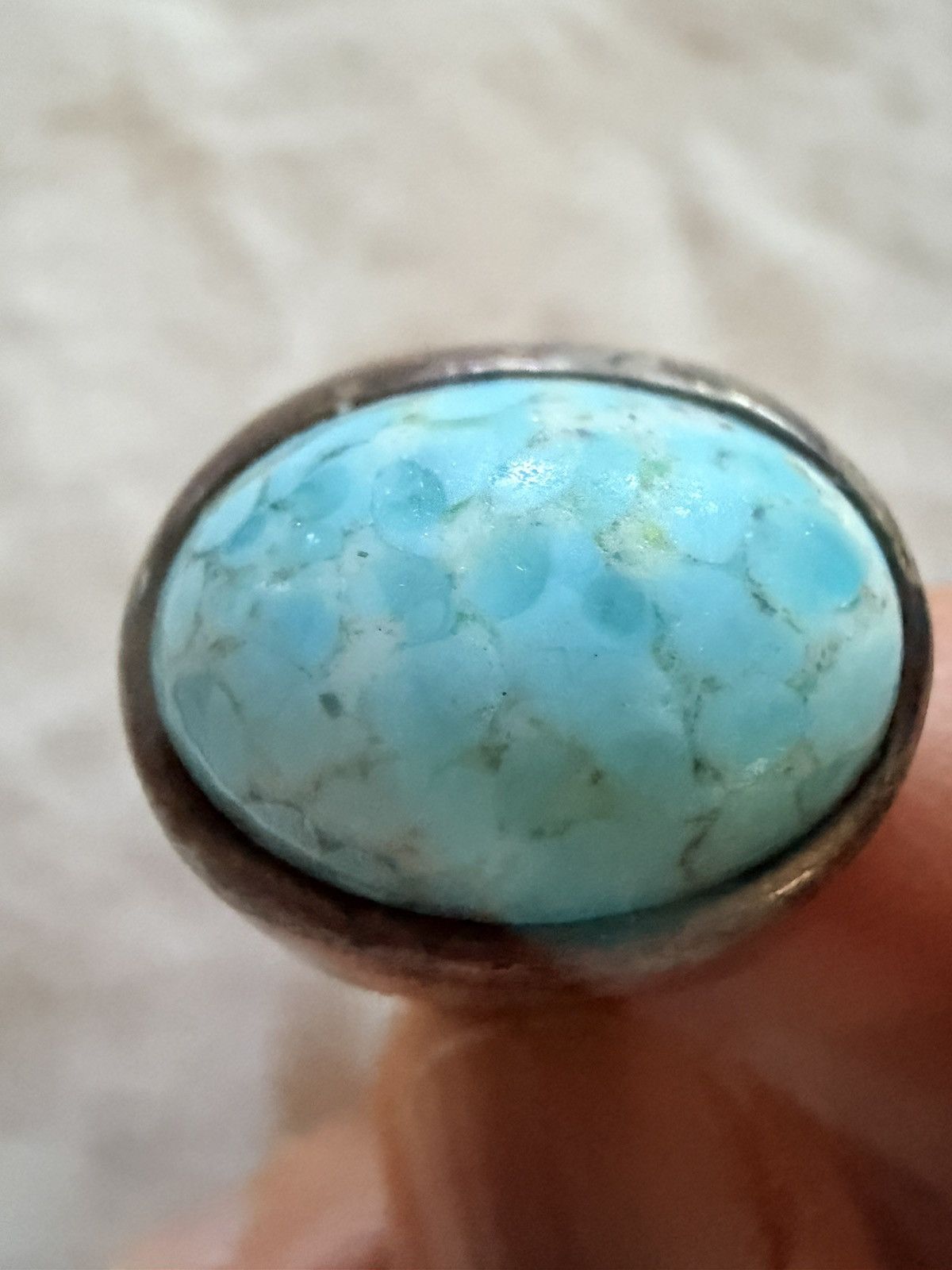 Other Sterling Silver 925 Turquoise Ring Sz 9 Chunky Wide Band Size ONE SIZE - 9 Thumbnail