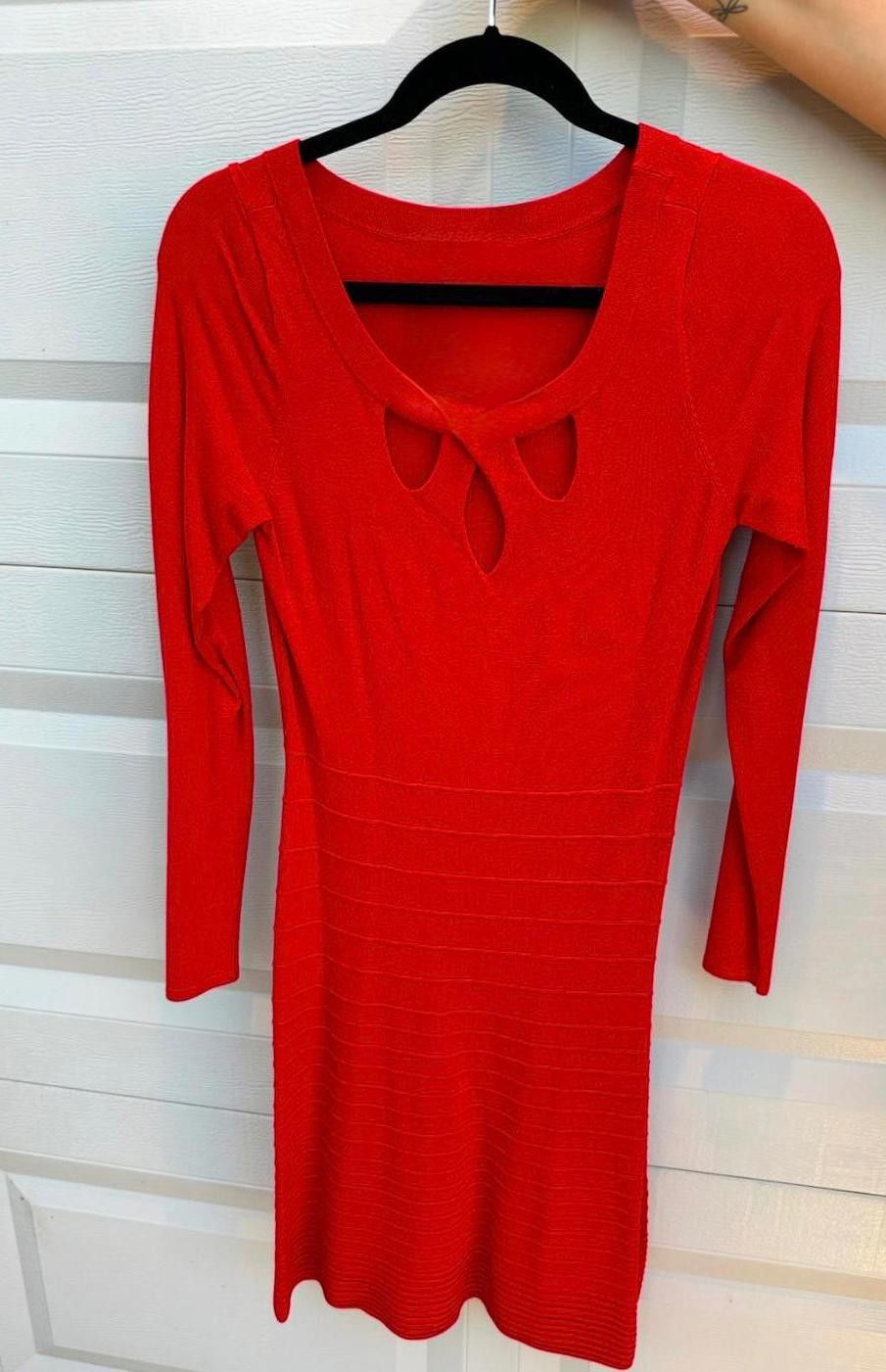 Designer INC International Concepts Red Long Sleeve Dress - Size M Size M / US 6-8 / IT 42-44 - 1 Thumbnail