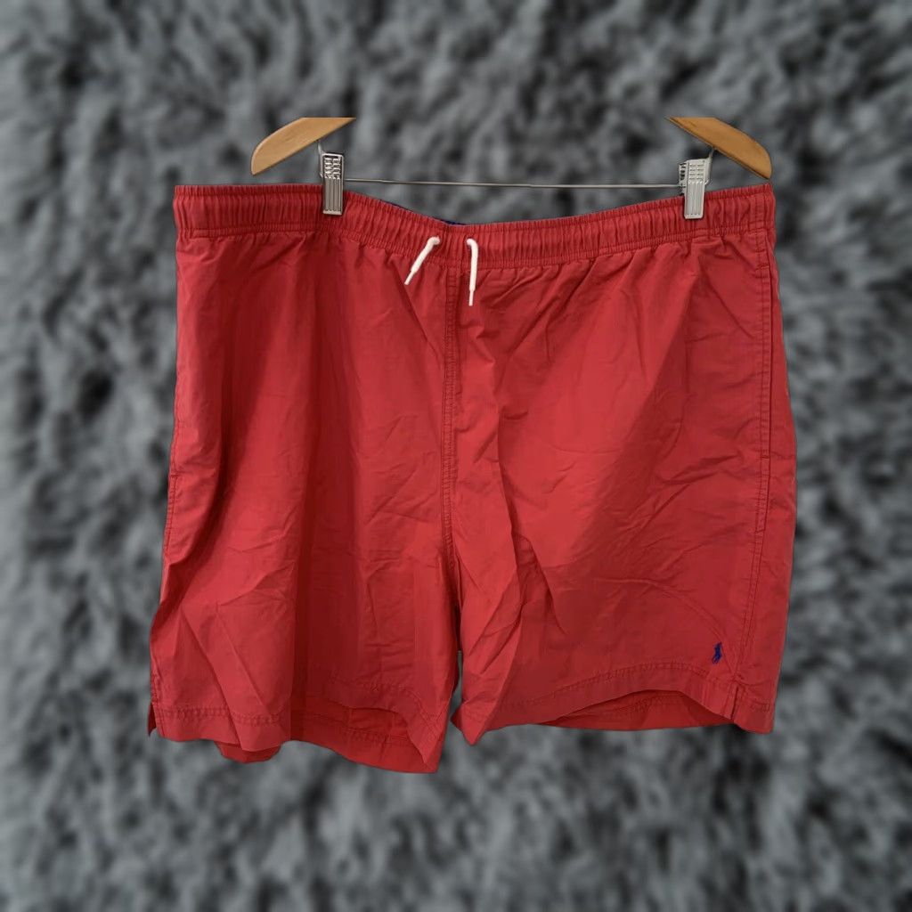Polo Ralph Lauren Vtg Polo Ralph Lauren Swim Trunks Suit Sz 2XL Red Elastic Waist Drawstring 90s Logo Cotton Blend Vintage Yes Men's Bottom Trunks] Size US XXL / EU 58 / 5 - 1 Thumbnail