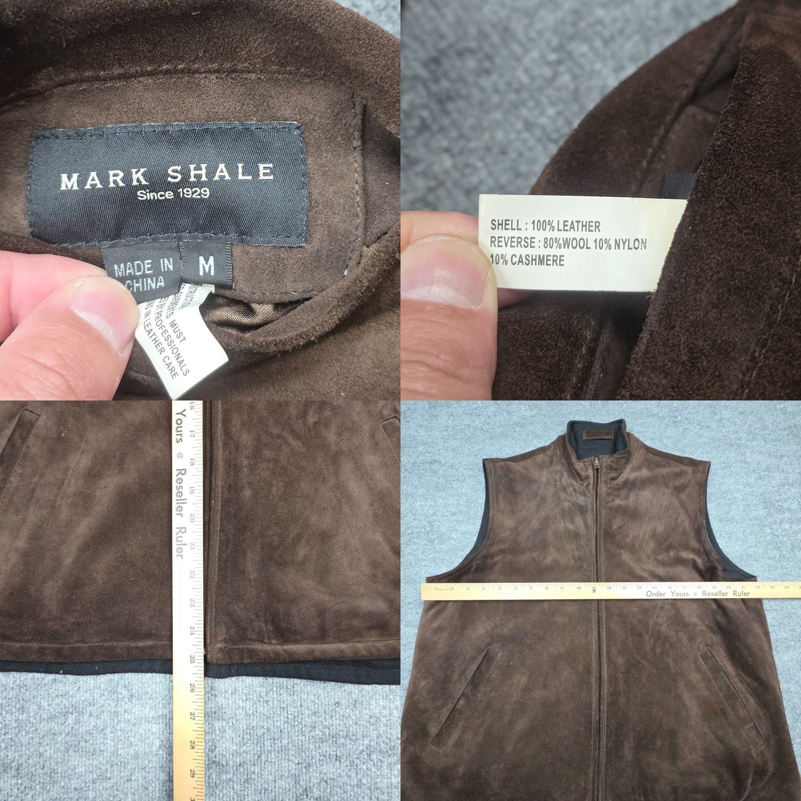 Vintage Mark Shale Vest Men's M Reversible Leather Wool Cashmere Full Zip Stand-Up Collar Brown Black Size US M / EU 48-50 / 2 - 8 Thumbnail