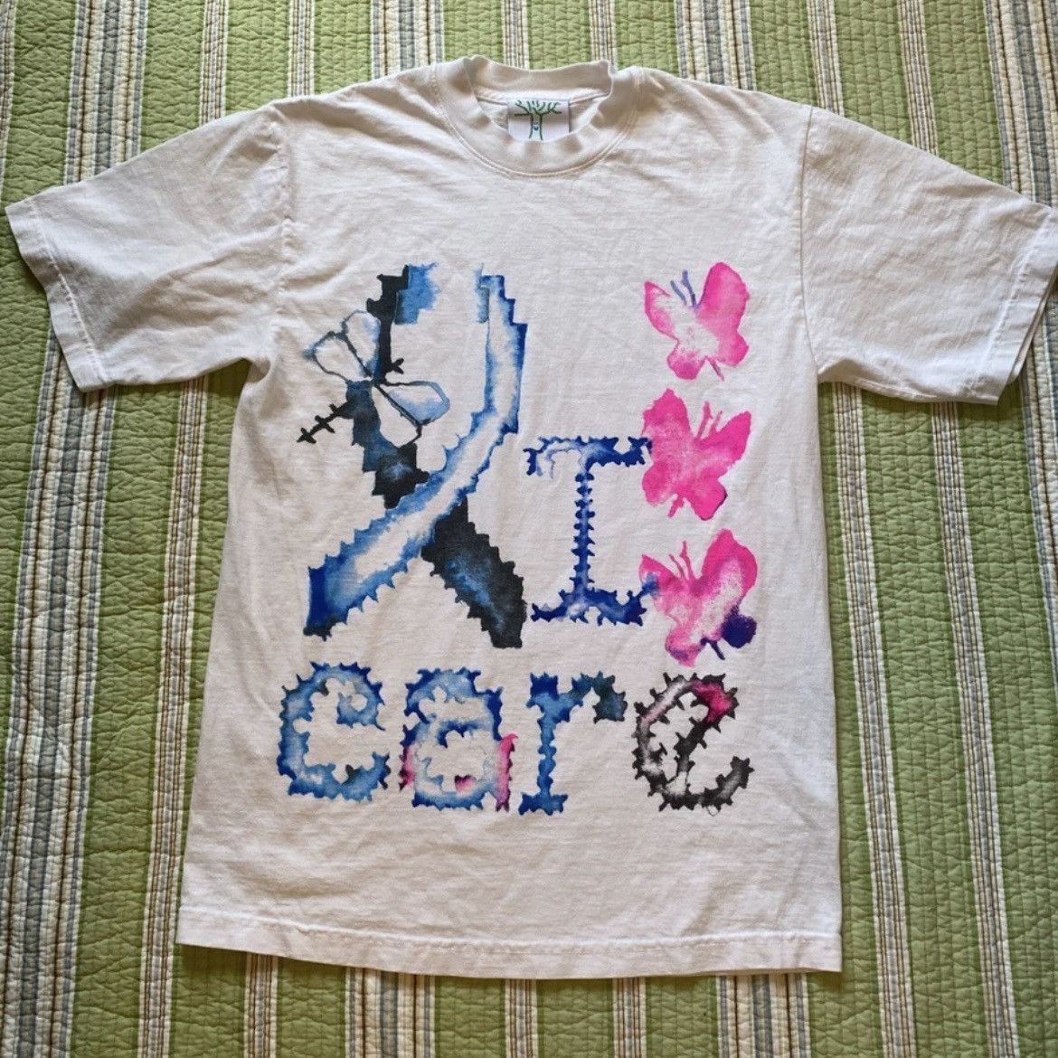 S Online Ceramics I CARE Tee white t shirt SMALL butterfly