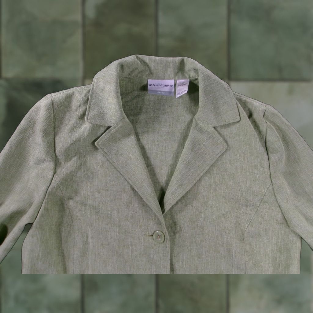 Vintage Alfred Dunner Jacket Womens 10P Green Petite 3 Button Notch Lapel Patch Pocket Size L / US 10 / IT 46 - 1 Thumbnail