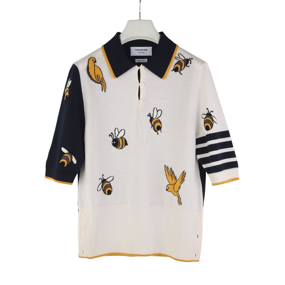 Thom Browne Bird Bee Fun Mix Asymmetric Polo Knit Size Size M / US 6-8 / IT 42-44 - 1 Thumbnail