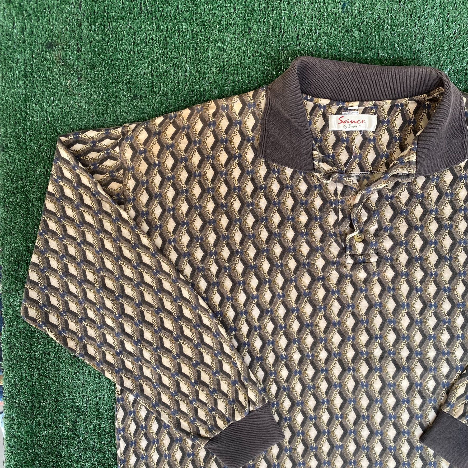 Vintage Vintage 90s Rugby Polo Shirt Geometric Long Sleeve Grandpa Size US XL / EU 56 / 4 - 2 Thumbnail