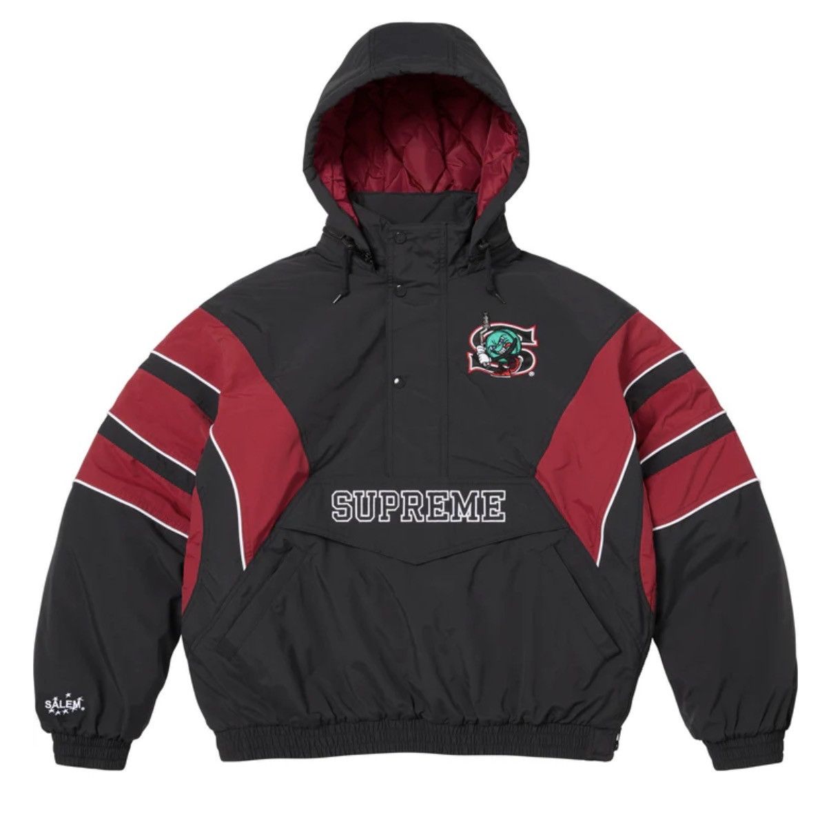 Supreme S4LEM x Supreme half zip stadium jacket (black and red) Size US L / EU 52-54 / 3 - 1 Preview