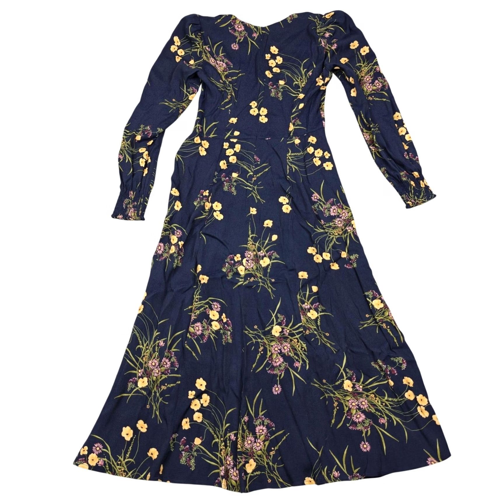 Reformation Reformation Dress Womens Blue Floral Sweetheart Puff Sleeve Fit & Flare Maxi 6 Size M / US 6-8 / IT 42-44 - 7 Thumbnail