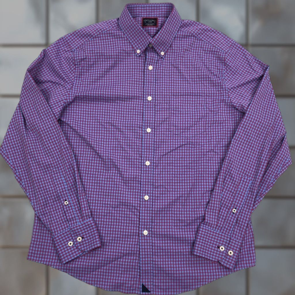 UNTUCKit UNTUCKIT Shirt Men's Large Red Blue Gingham Button-Down Long Sleeve Casual Business Casual Size US L / EU 52-54 / 3 - 1 Thumbnail