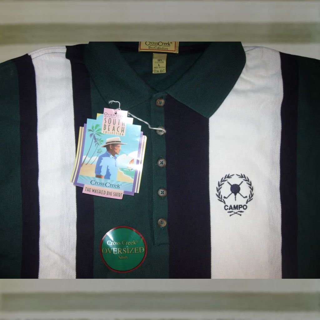 Vintage Cross Creek Campo Golf Polo Shirt - Shirt - Mens Large - Green - Embroidered Col = Polo - Golf - South Beach Collection Size US L / EU 52-54 / 3 - 1 Thumbnail