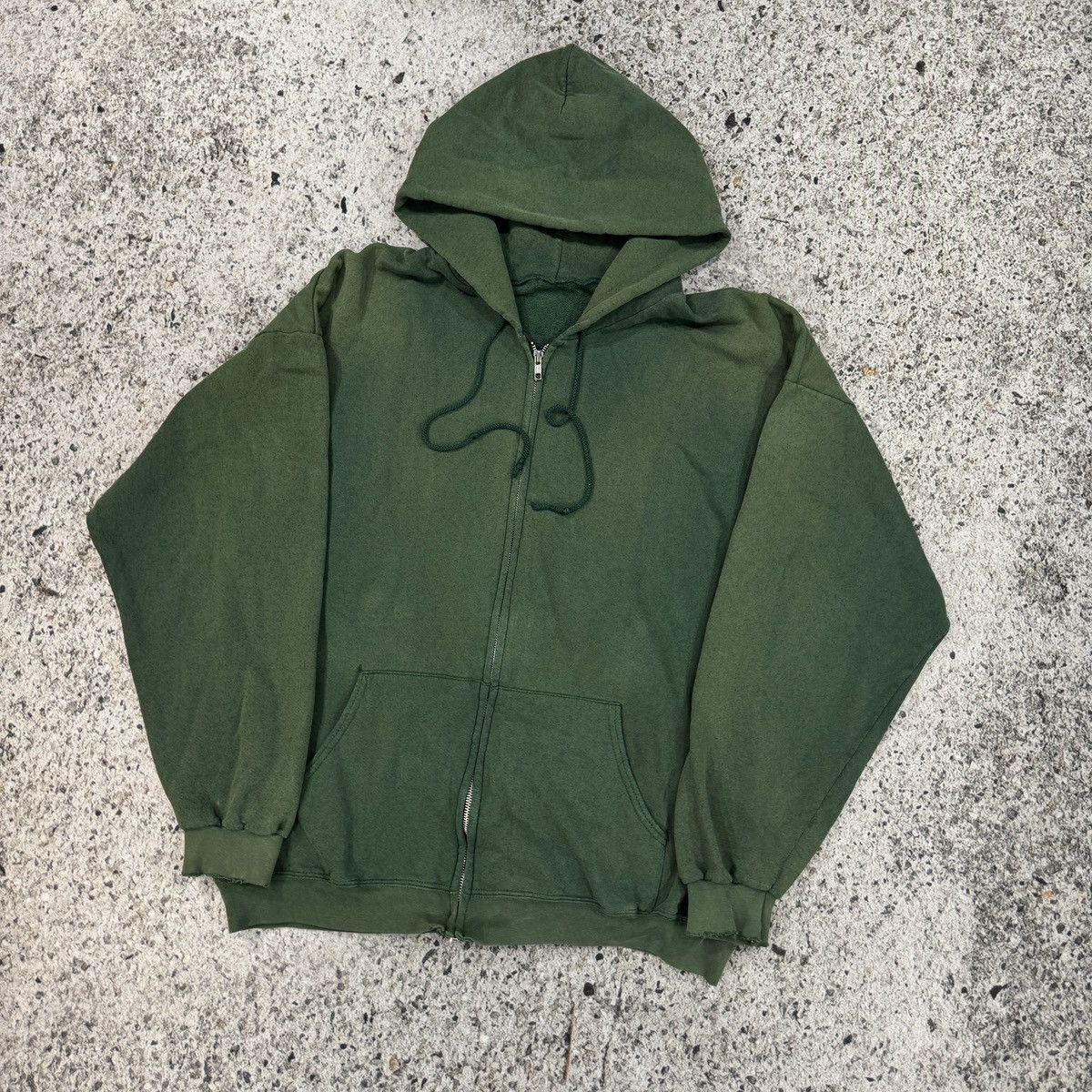 Vintage 90s Oversized Thrashed Faded Green Zip Up Hoodie ERD Grunge Size US XL / EU 56 / 4 - 5 Thumbnail