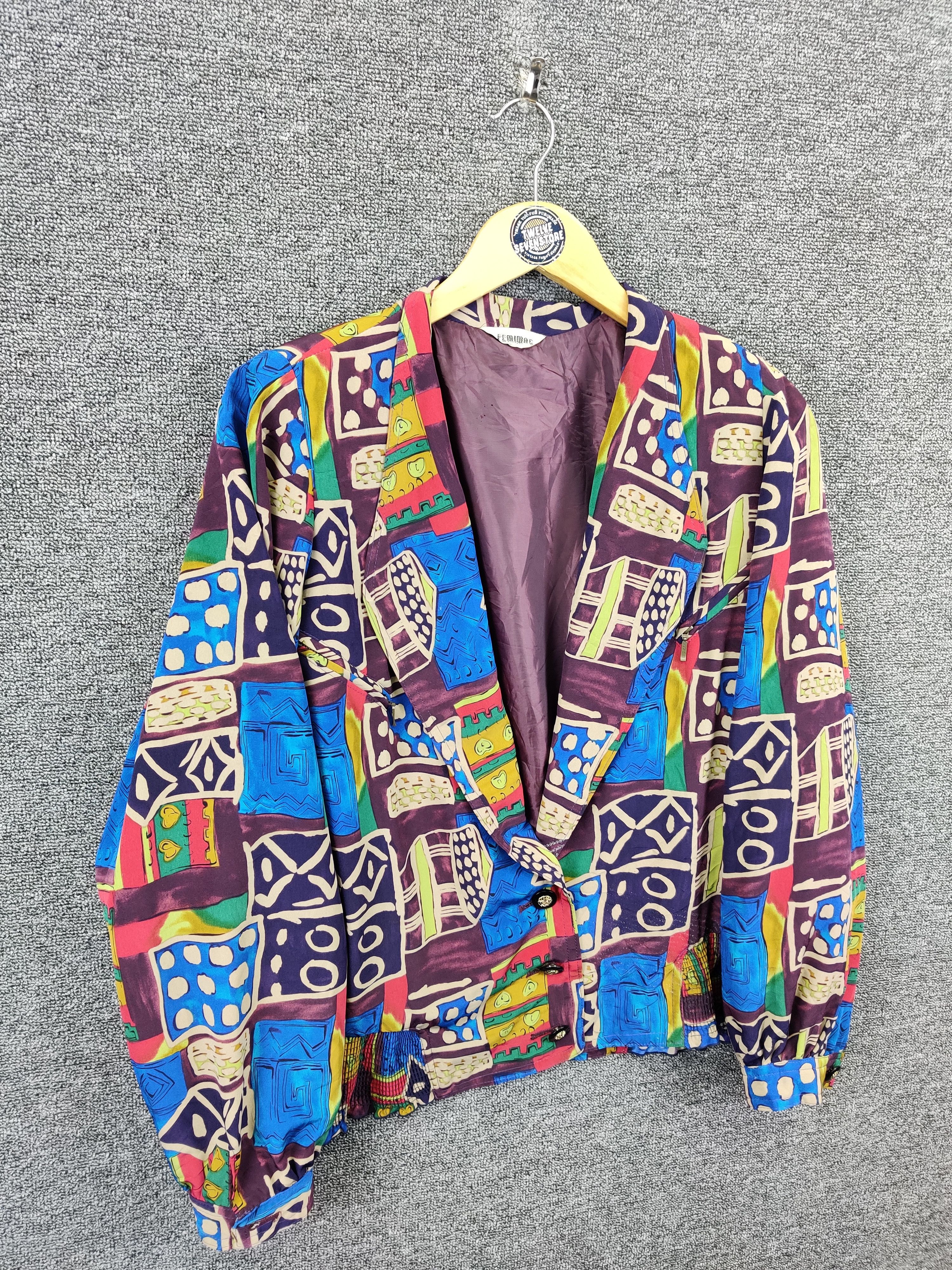 Vintage Vintage Femimac Abstract Single Breasted Blazer Size US L / EU 52-54 / 3 - 7 Thumbnail