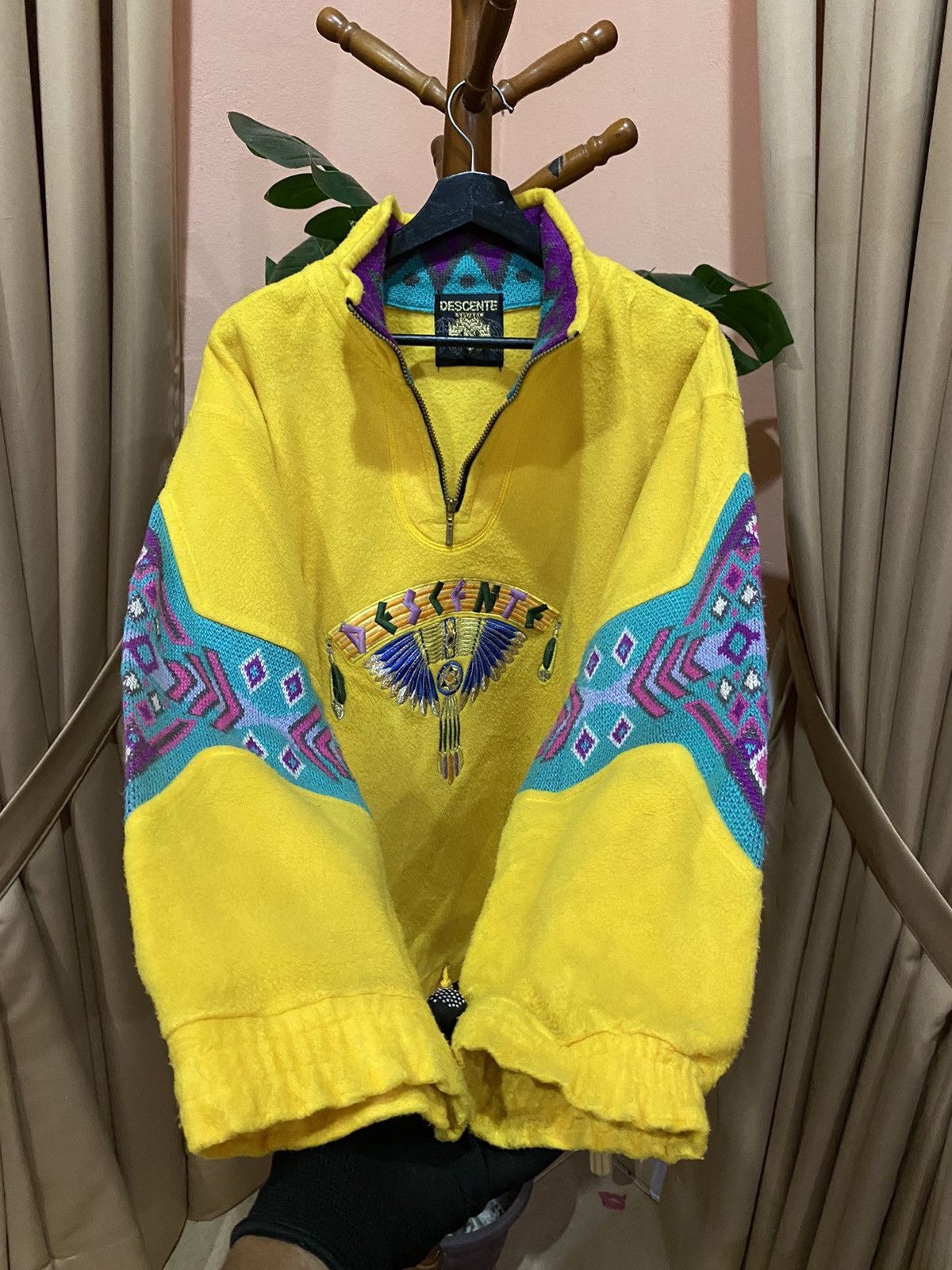 Descente Vintage Descente Yellow Fleece Half-Zip Tribal Design Size US M / EU 48-50 / 2 - 6 Thumbnail