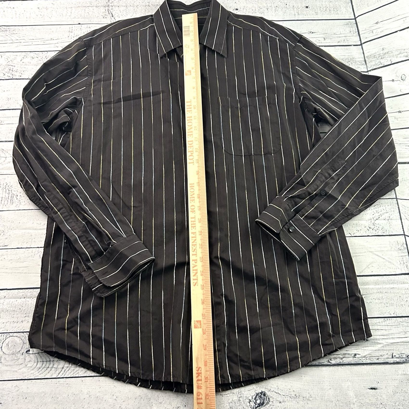 Zanella Zanella Shirt Button-Up Striped Long Sleeve Men's Large Brown Italian Cotton Size US L / EU 52-54 / 3 - 3 Thumbnail
