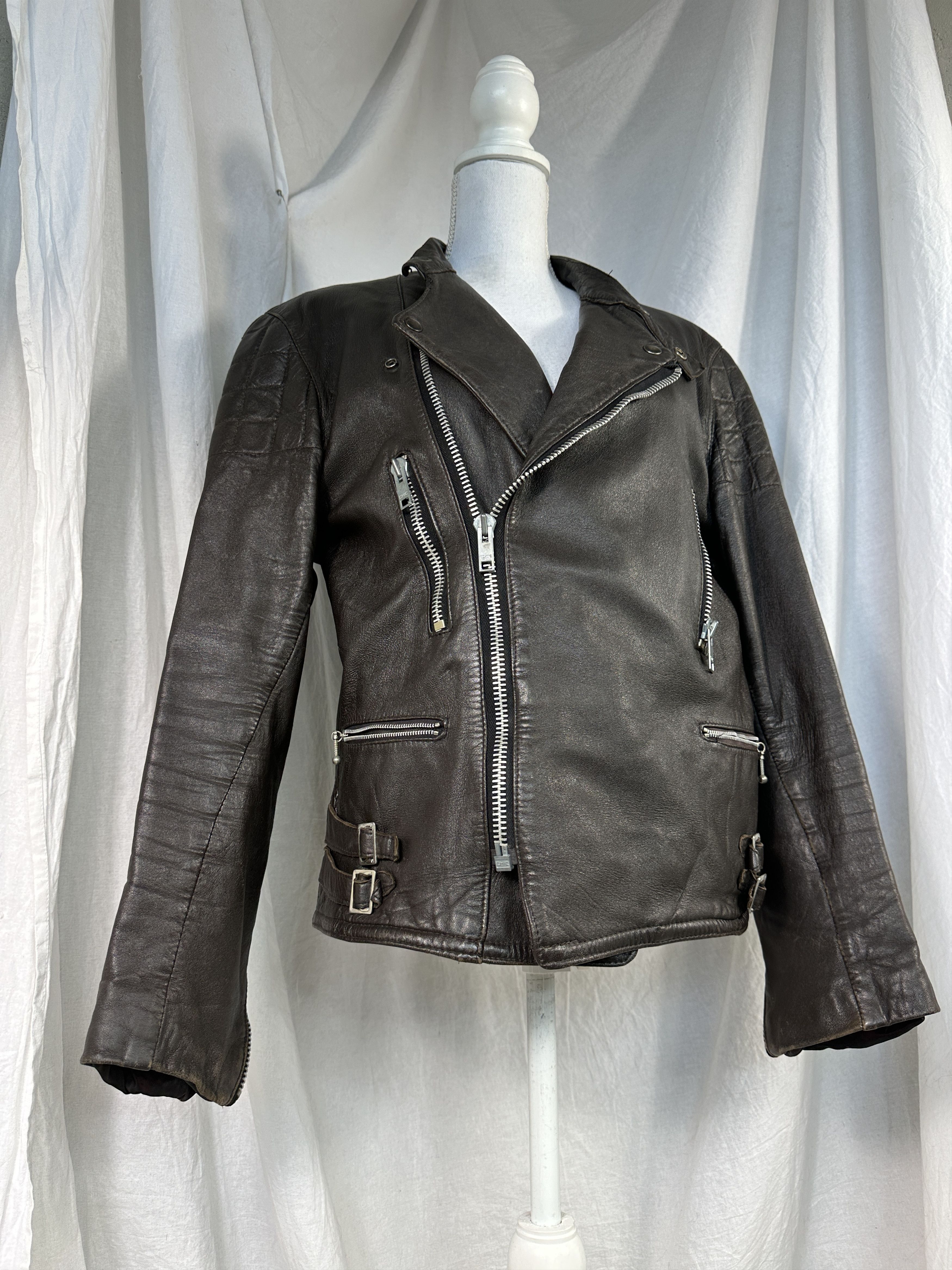 Genuine Leather × Vintage Rare Vintage 60s Moto Cuir Cafe Racer Leather Jacket Size US M / EU 48-50 / 2 - 7 Thumbnail