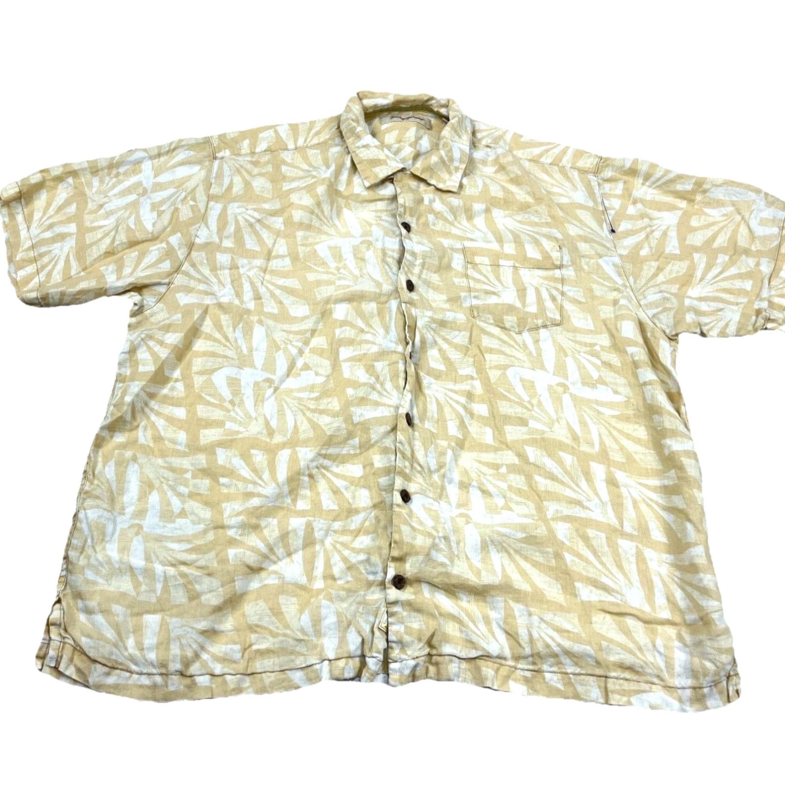 Tommy Bahama Tommy Bahama Shirt Men XL Yellow Linen Button Up Hawaiian Camp Pocket Beach Size US XL / EU 56 / 4 - 2 Thumbnail