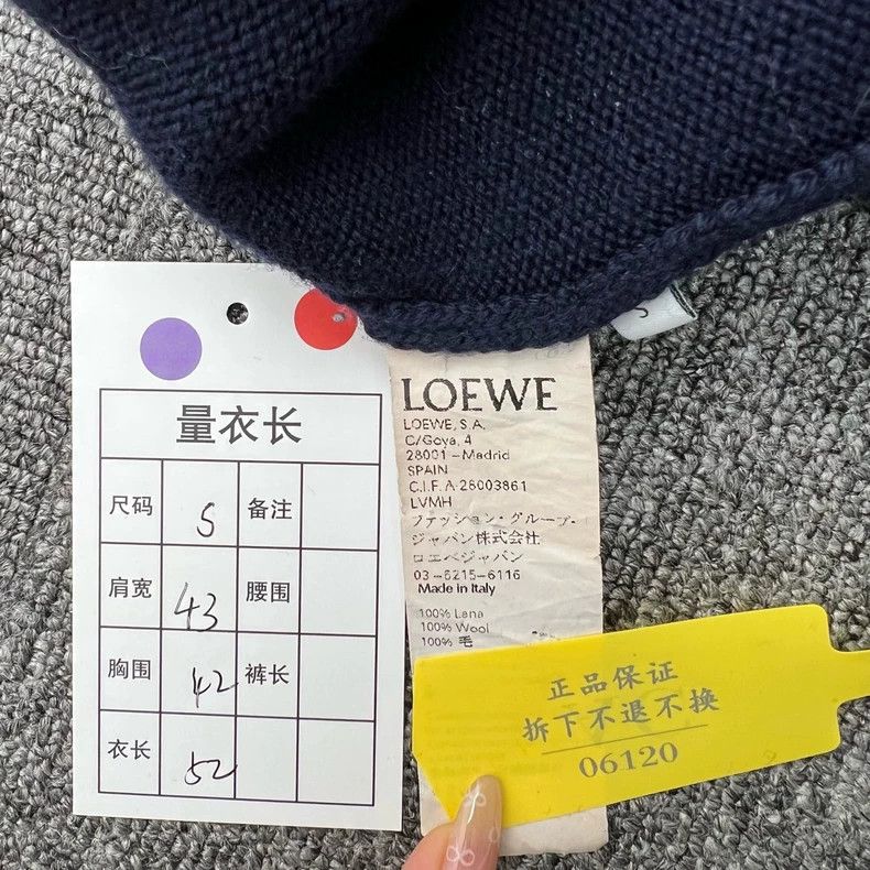 Loewe LOEWE Dark Blue Embroidered Small Logo Knit Cardigan Size S / US 4 / IT 40 - 7 Thumbnail