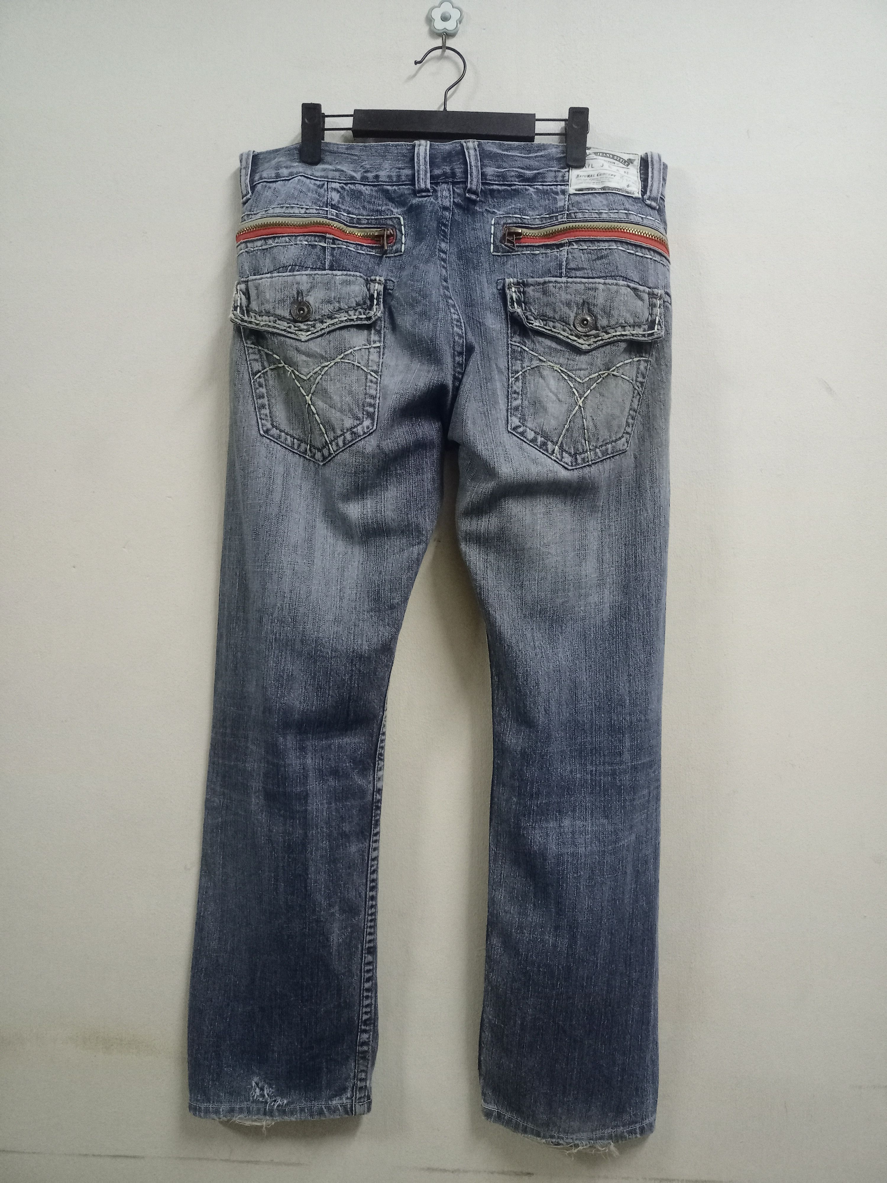 Japanese Brand Vintage Anti Label Blue Wash Distressed Baggy Jeans 35x29 Size US 35 - 2 Thumbnail