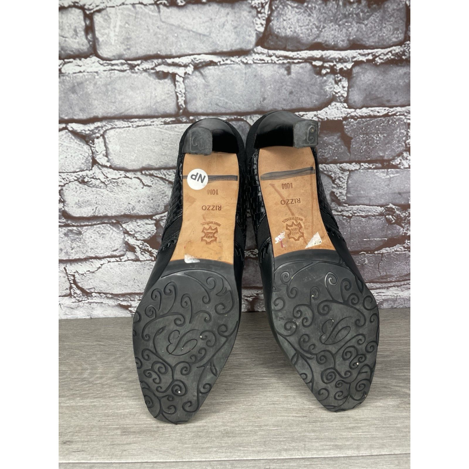 Brighton Brighton Rizzo Black Leather Silver Elastic Heel Ankle Booti Size US 10 / IT 40 - 20 Thumbnail