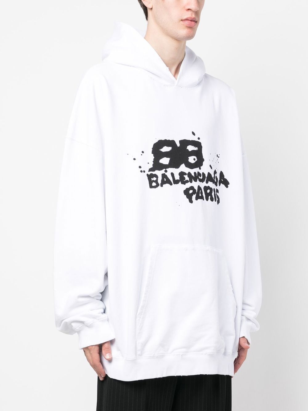 Balenciaga o1tr1nto1125 Hand-Drawn BB Icon Hoodie Large Fit in White Size US L / EU 52-54 / 3 - 3 Thumbnail