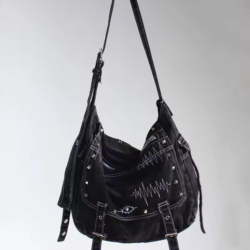 Other Washed Black Y2k Streetwear Grunge Capacity Crossbody Bag Size ONE SIZE - 3 Thumbnail