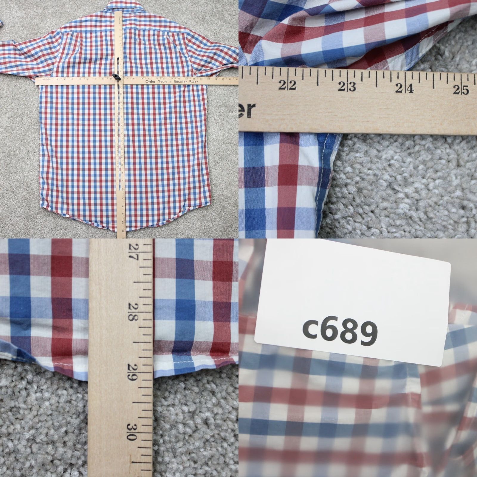 Vintage Tailor Vintage Shirt Mens Medium Red/Blue Plaid Button-Down Long Sleeve Casual Workwear Cotton Flex Size US M / EU 48-50 / 2 - 8 Thumbnail