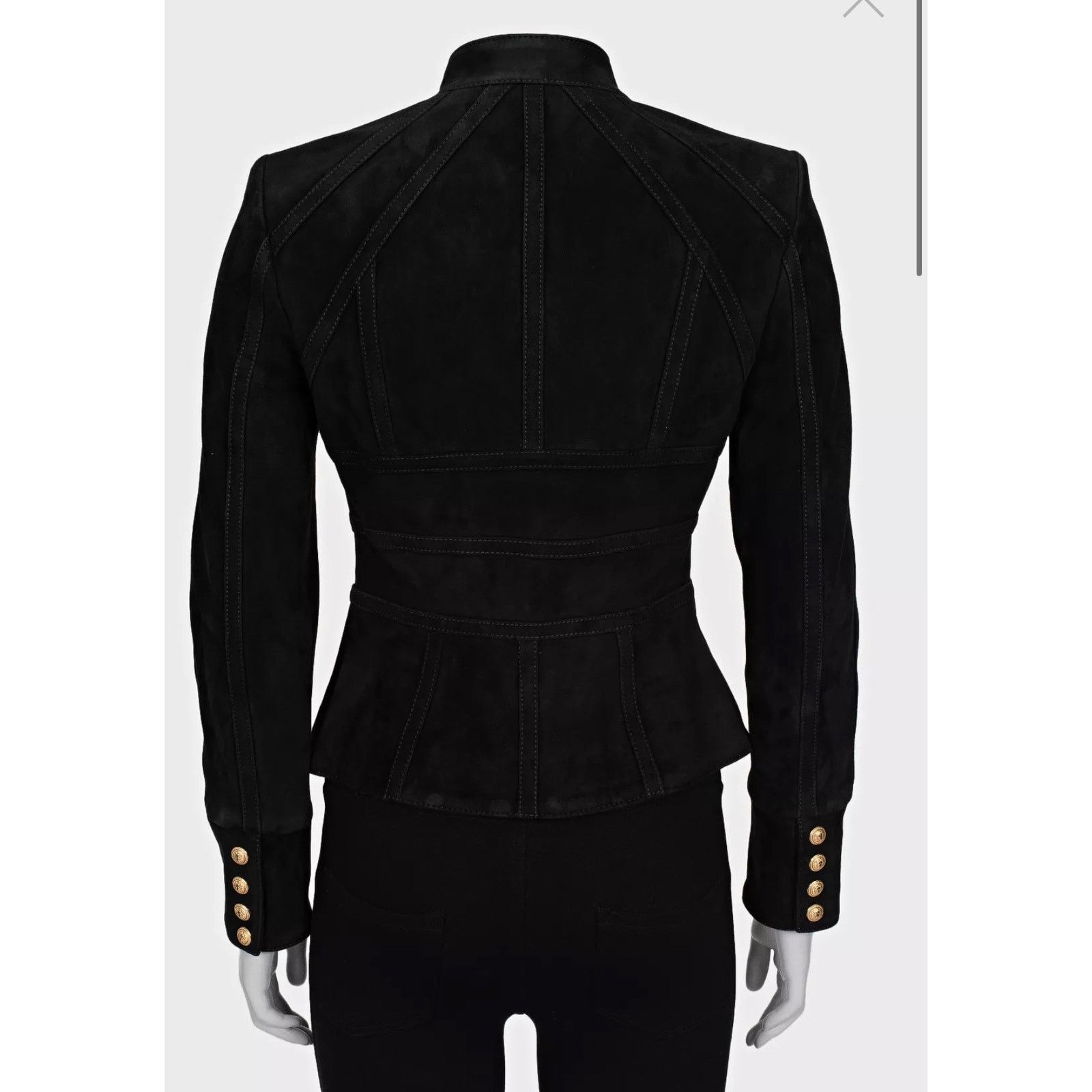 Balmain Balmain Black Suede Jacket with Gold Hardware - Size M Size S / US 4 / IT 40 - 3 Thumbnail